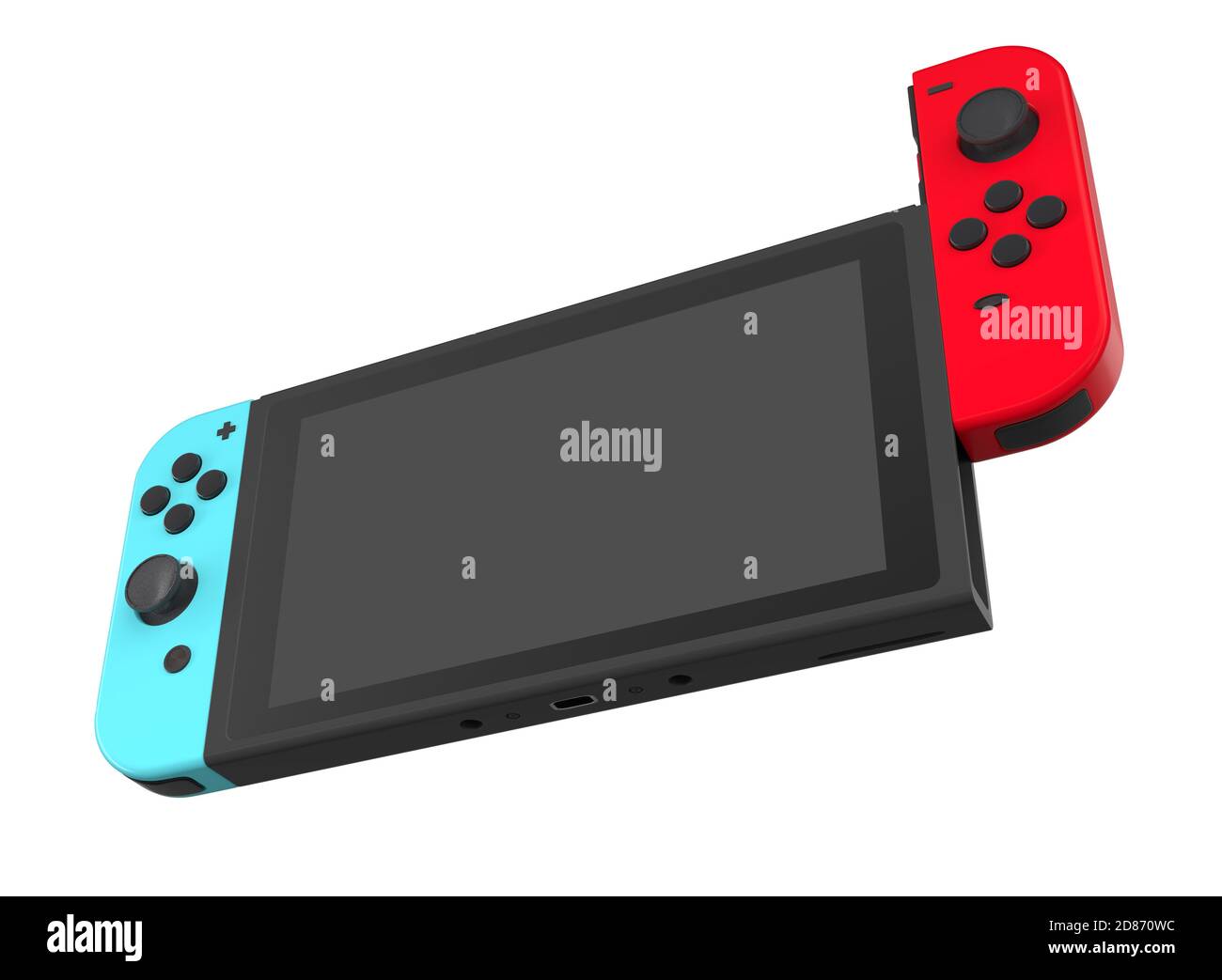 Realistic video game controllers attached to touch screen isolated on