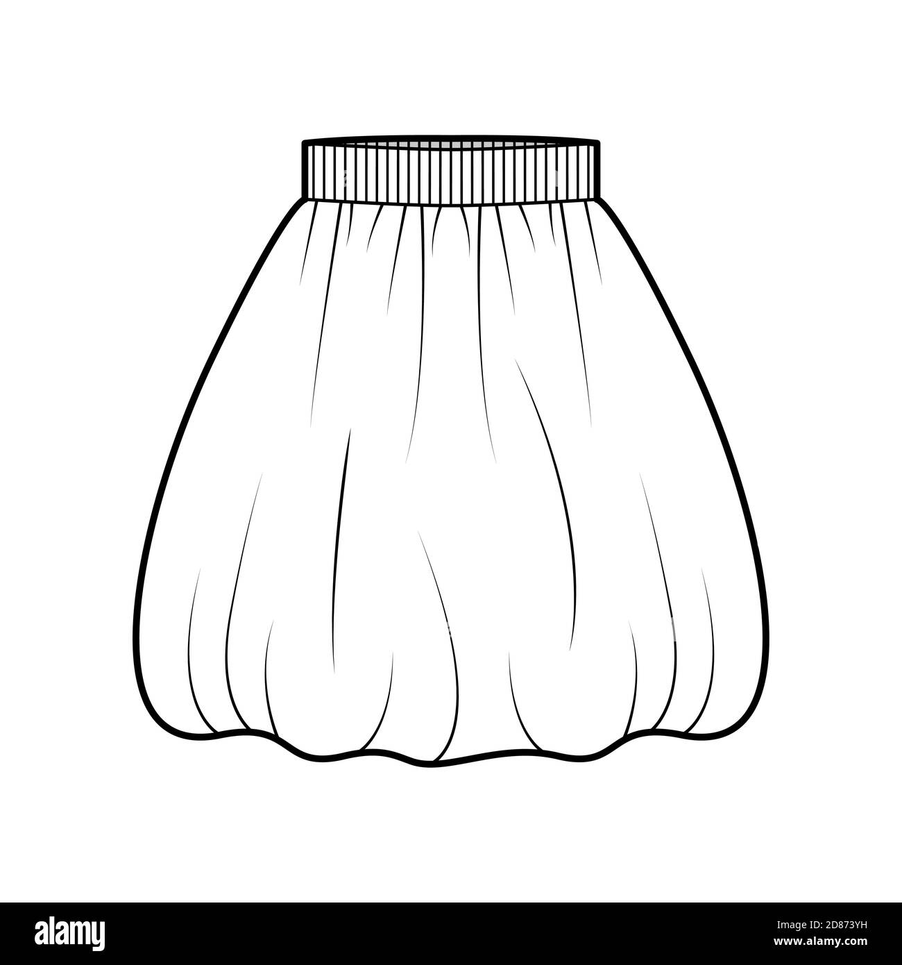Skirt balloon technical fashion illustration  Stock Illustration  73183704  PIXTA