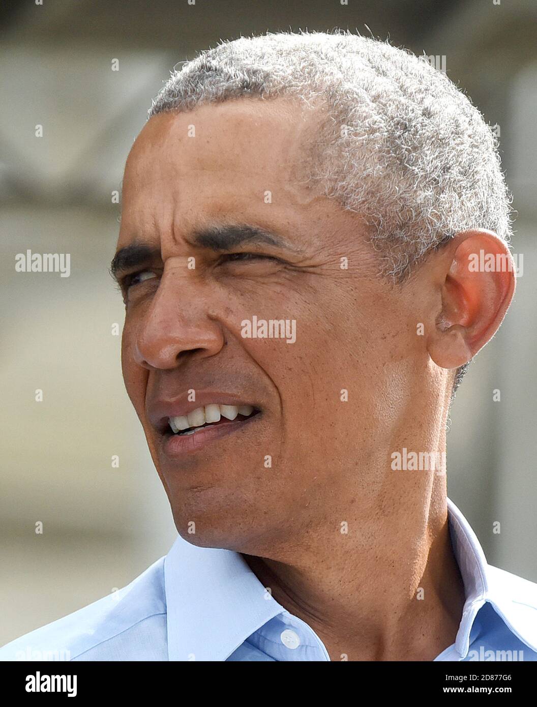 October 27, 2020 - Orlando, Florida, United States - Former U.S. President Barack Obama speaks in support of Democratic presidential nominee Joe Biden during a drive-in rally on October 27, 2020 in Orlando, Florida. Mr. Obama is campaigning for his former Vice President before the Nov. 3rd election. (Paul Hennessy/Alamy) Stock Photo