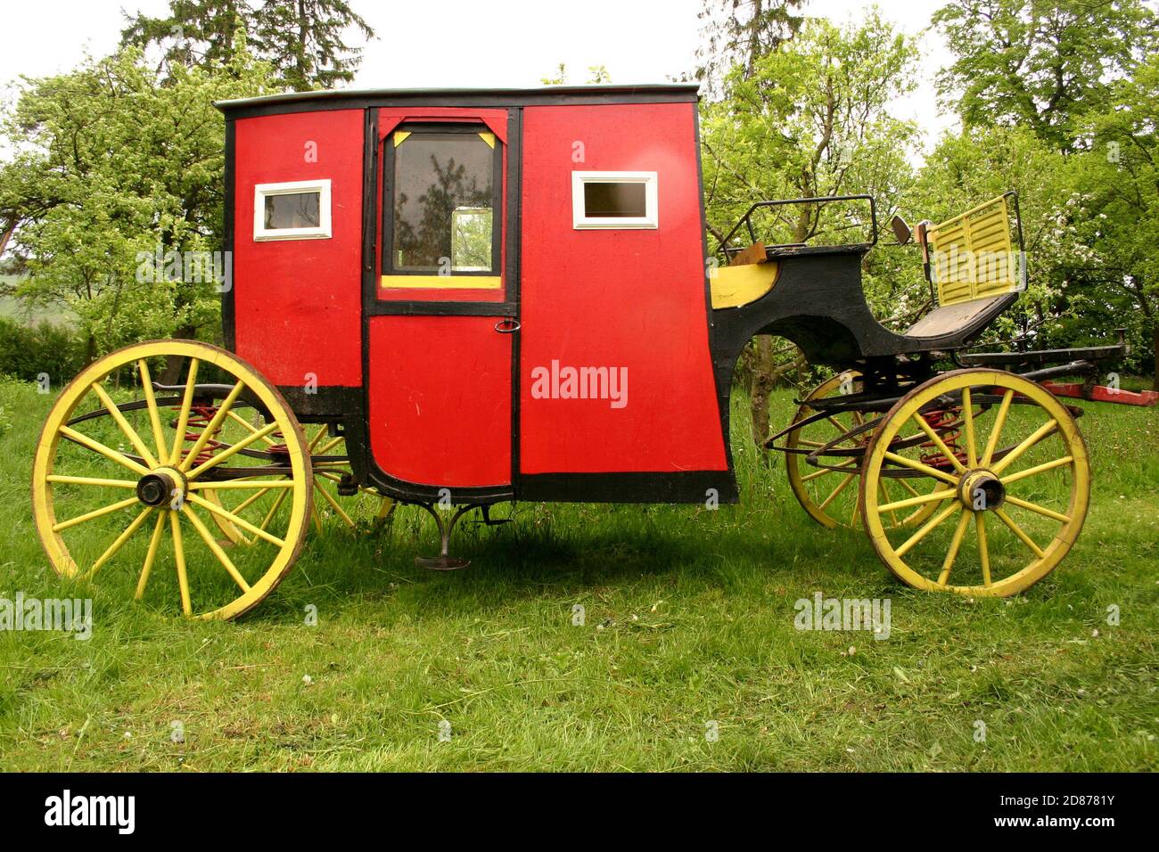 Vintage four-wheeled carriage in Romania Stock Photo