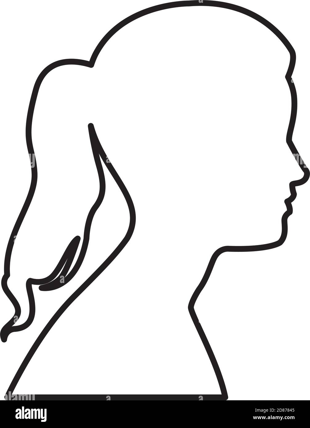 Girl head profile cute cartoon person side view Vector Image