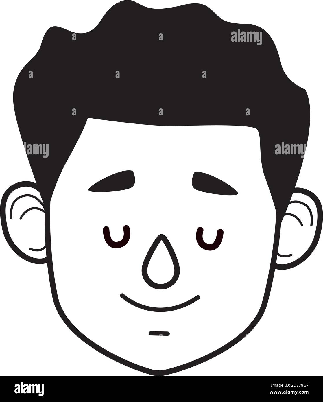 young man avatar head character line style icon vector illustration ...