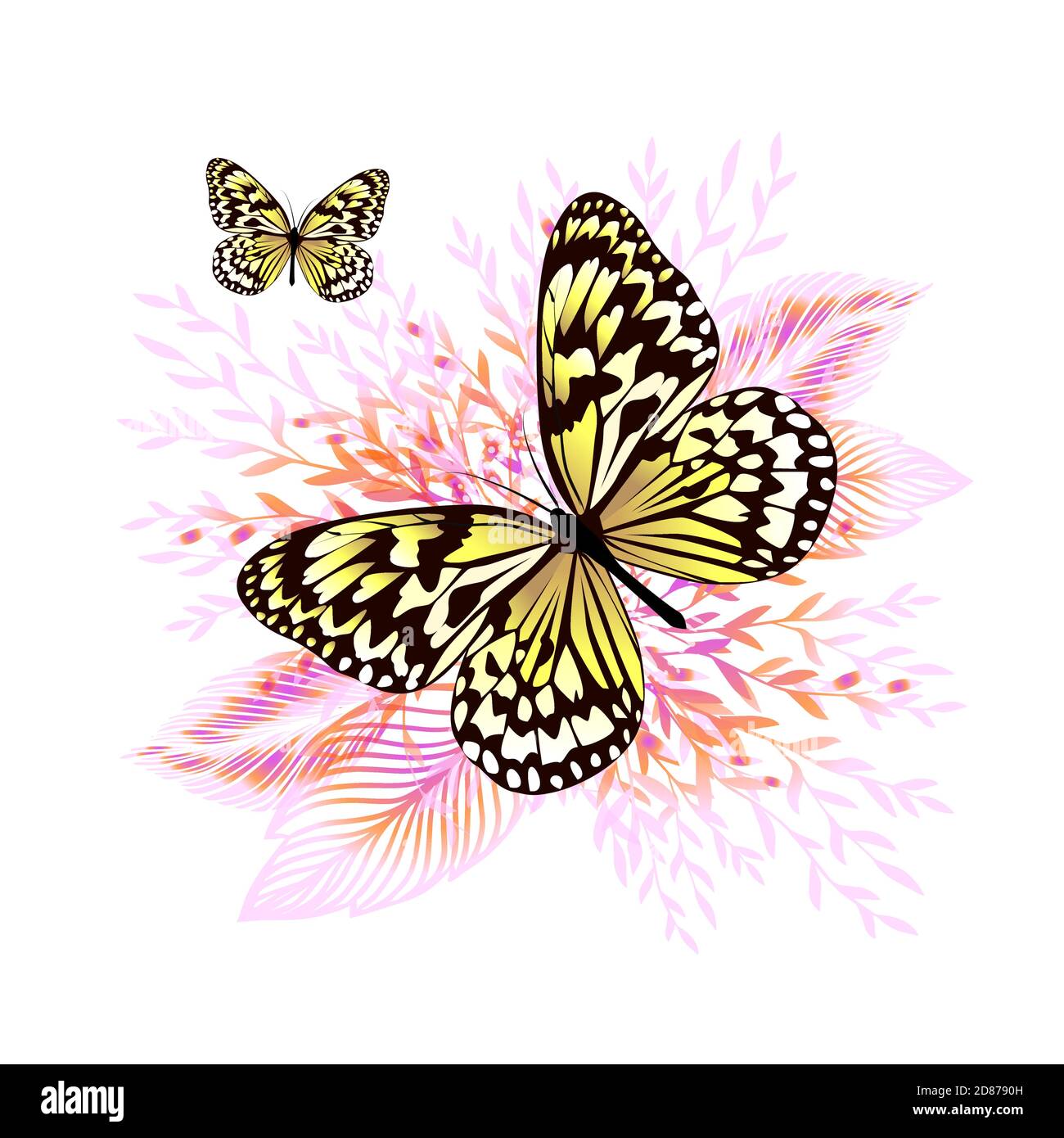 Pink flower with a butterfly. Vector illustration Stock Vector Image ...