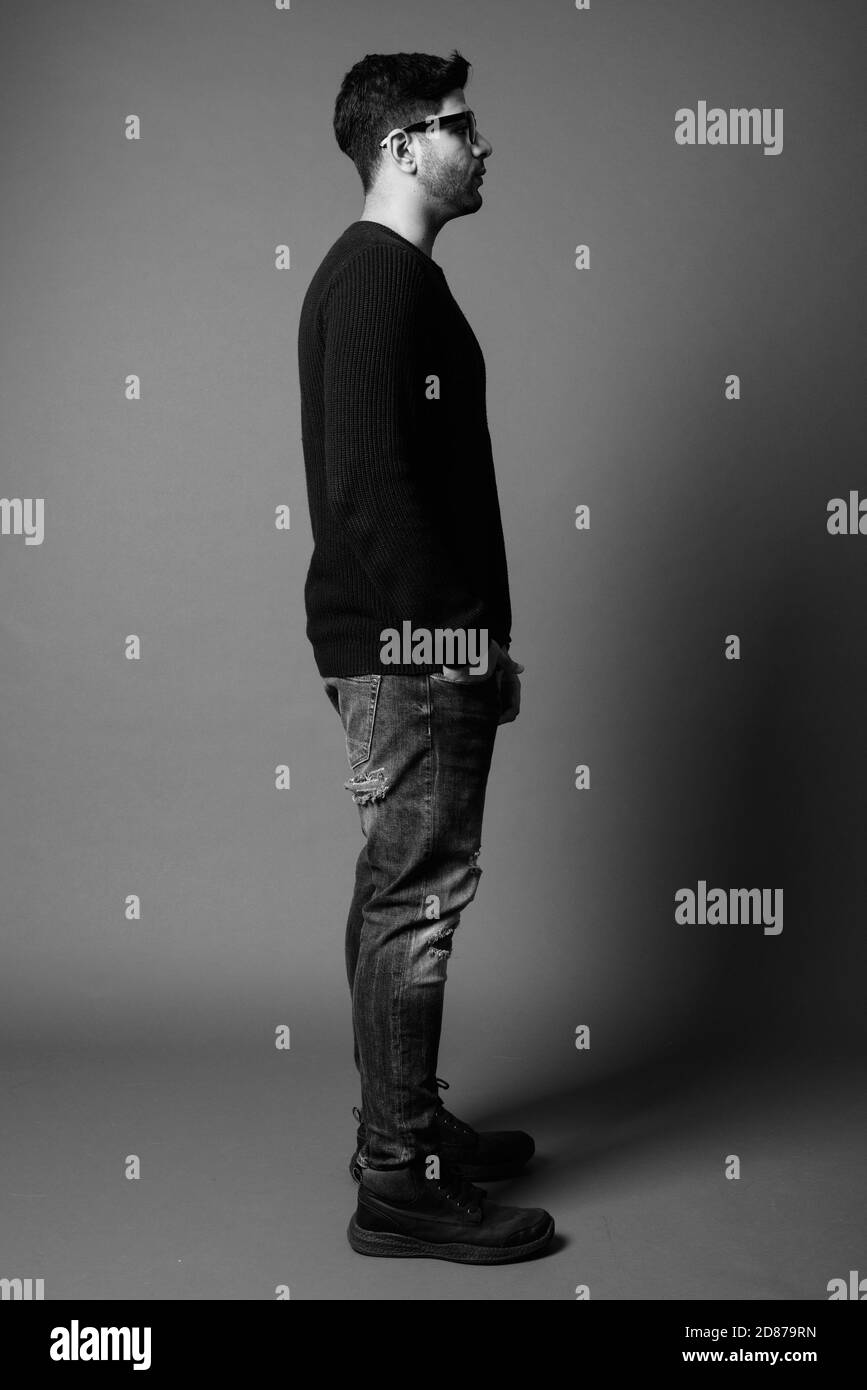 Indian young man full profile Black and White Stock Photos & Images - Alamy