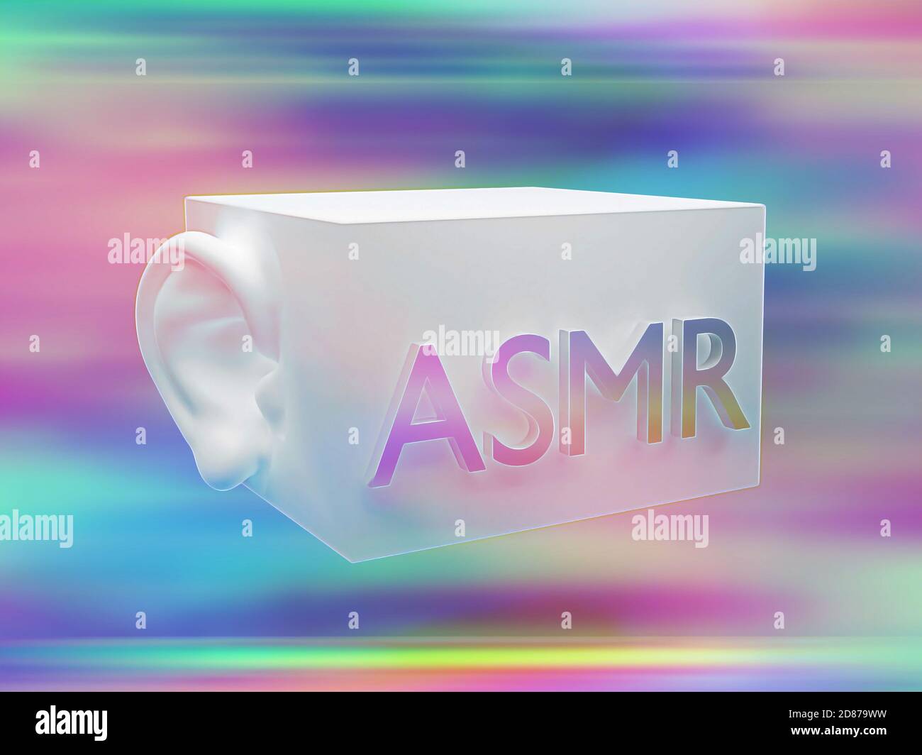 box microphone asmr with ear on multi-color backdrop. 3d illustration Stock  Photo - Alamy