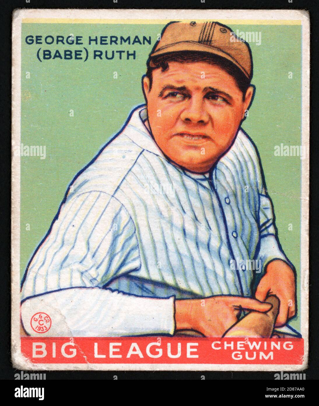 George Herman, Babe Ruth, Big League Chewing Gum card. This is one of a series of 240 Baseball Stars. 1933. Stock Photo