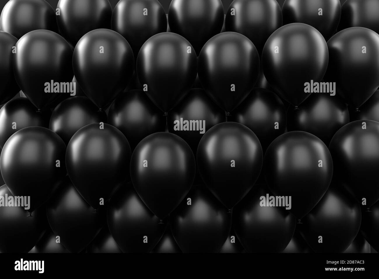 a many black balloons background, 3d render Stock Photo - Alamy