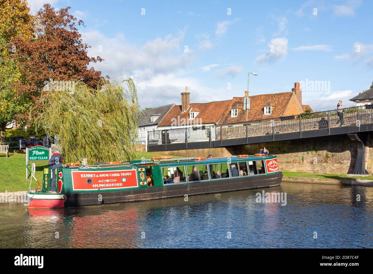 Canal boat moored at Hungerford Wharf, High Street, Hungerford, Berkshire, England, United Kingdom Stock Photo