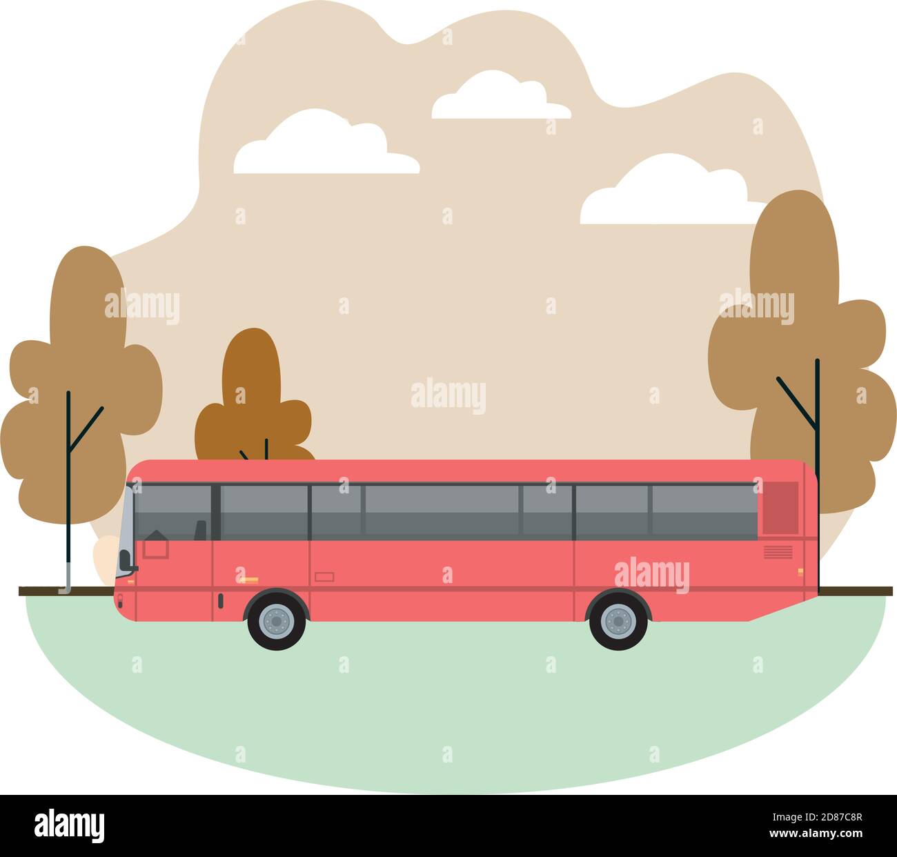 red bus public transport vehicle icon vector illustration design Stock