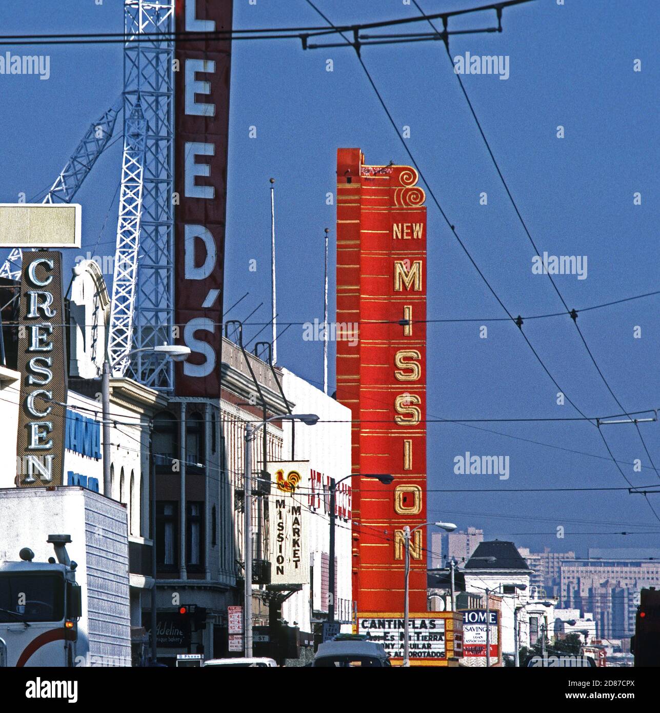 New Mission theater on Mission Street in San Francisco, California, 1980s Stock Photo