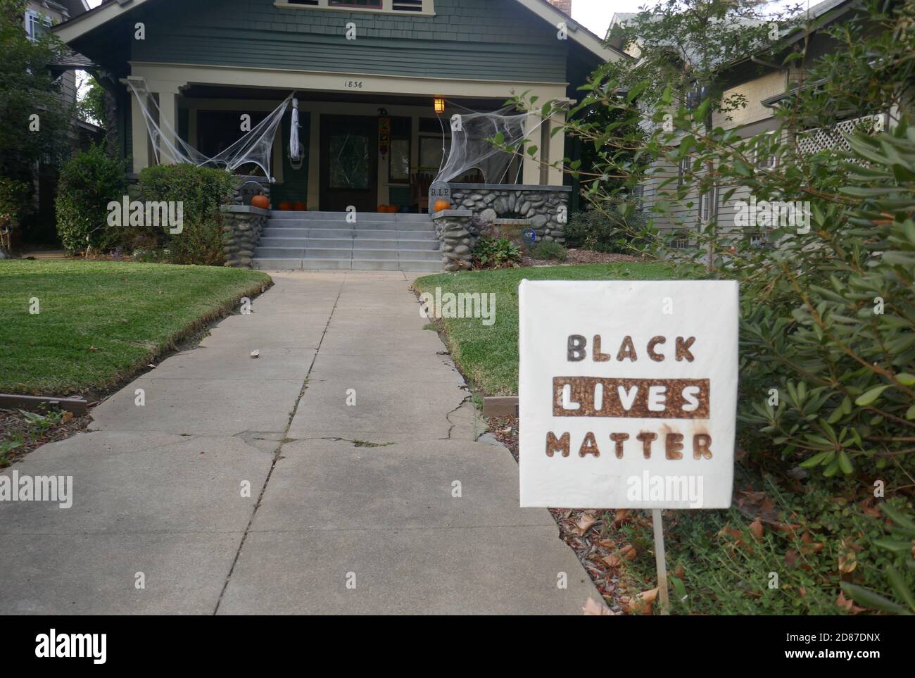 South Pasadena, California, USA 26th October 2020 A general view of atmosphere of Black Lives Matter Sign on October 26, 2020 in South Pasadena, California, USA. Photo by Barry King/Alamy Stock Photo Stock Photo