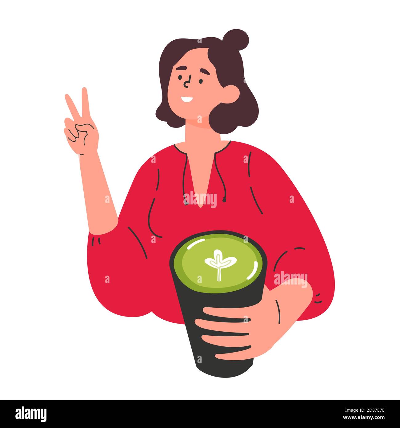Girl with a cup of tea matcha Stock Vector Image & Art Alamy