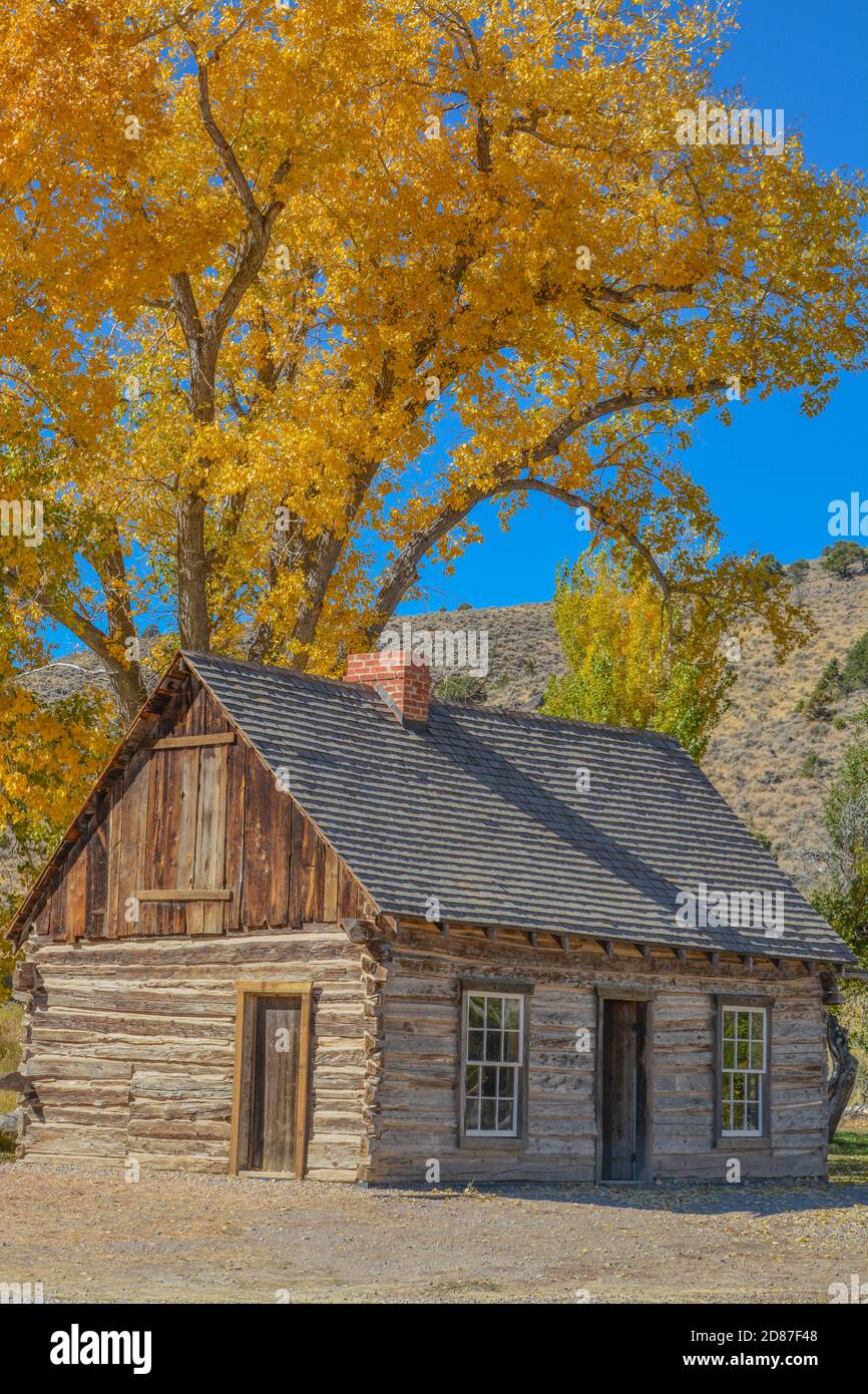Butch Cassidy's childhood home. The old structure is preserved in Panguitch, Utah Stock Photo