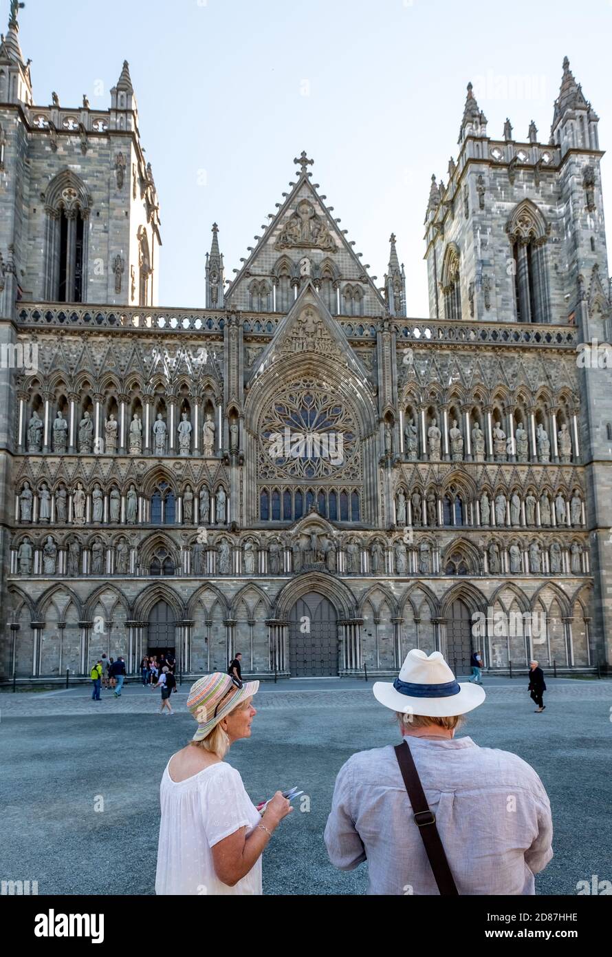 Nidaros Cathedral, Cathedral, west façade, Trondheim, Trøndelag, Norway, Scandinavia, Europe, adventure trip, office of the presidents of the Norwegia Stock Photo