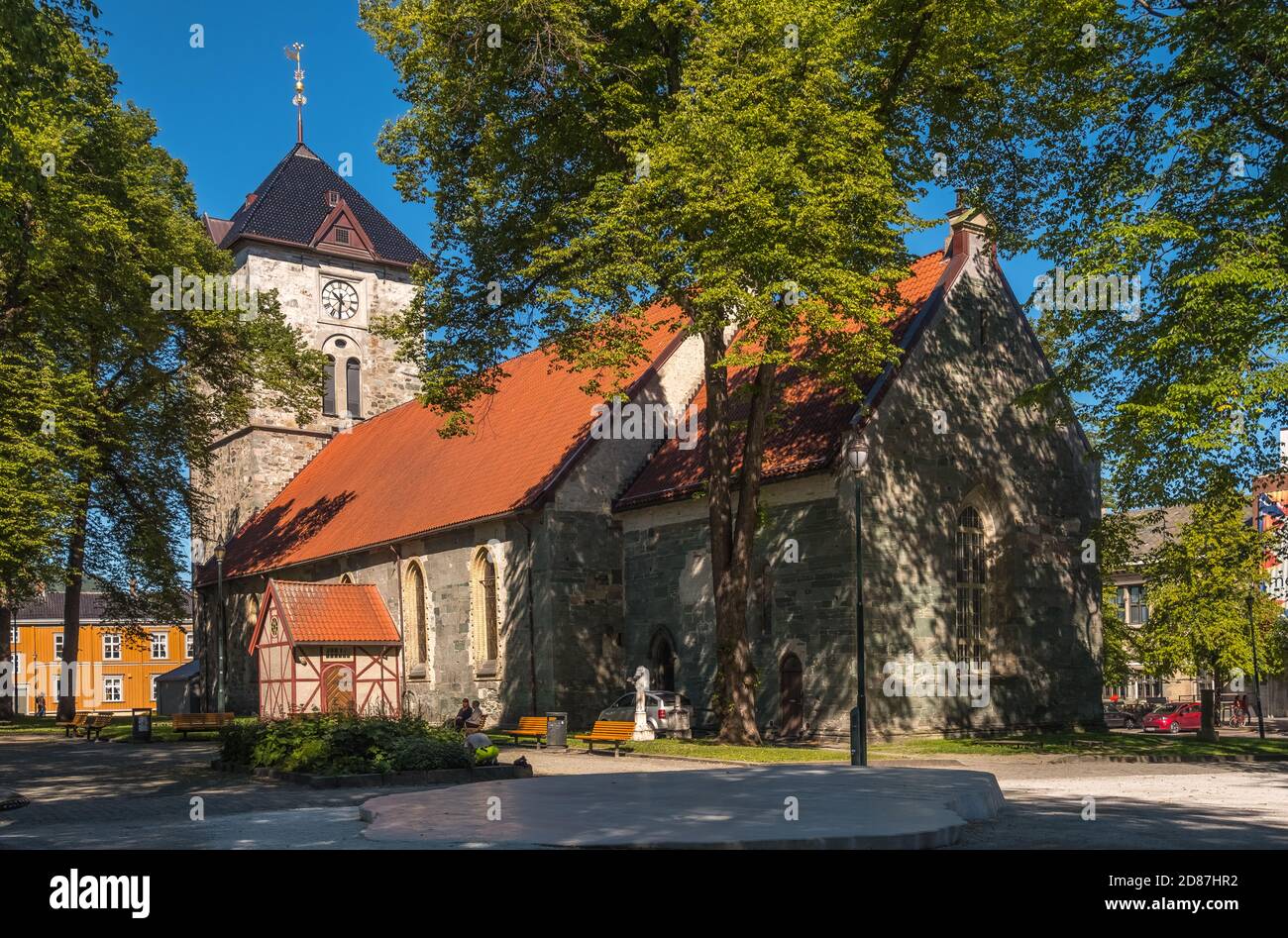 Vår Frue Kirke, Our Lady Church, Trondheim, Trøndelag, Norway, Scandinavia, Europe, adventure trip, place of worship, tourism, faith community, church Stock Photo