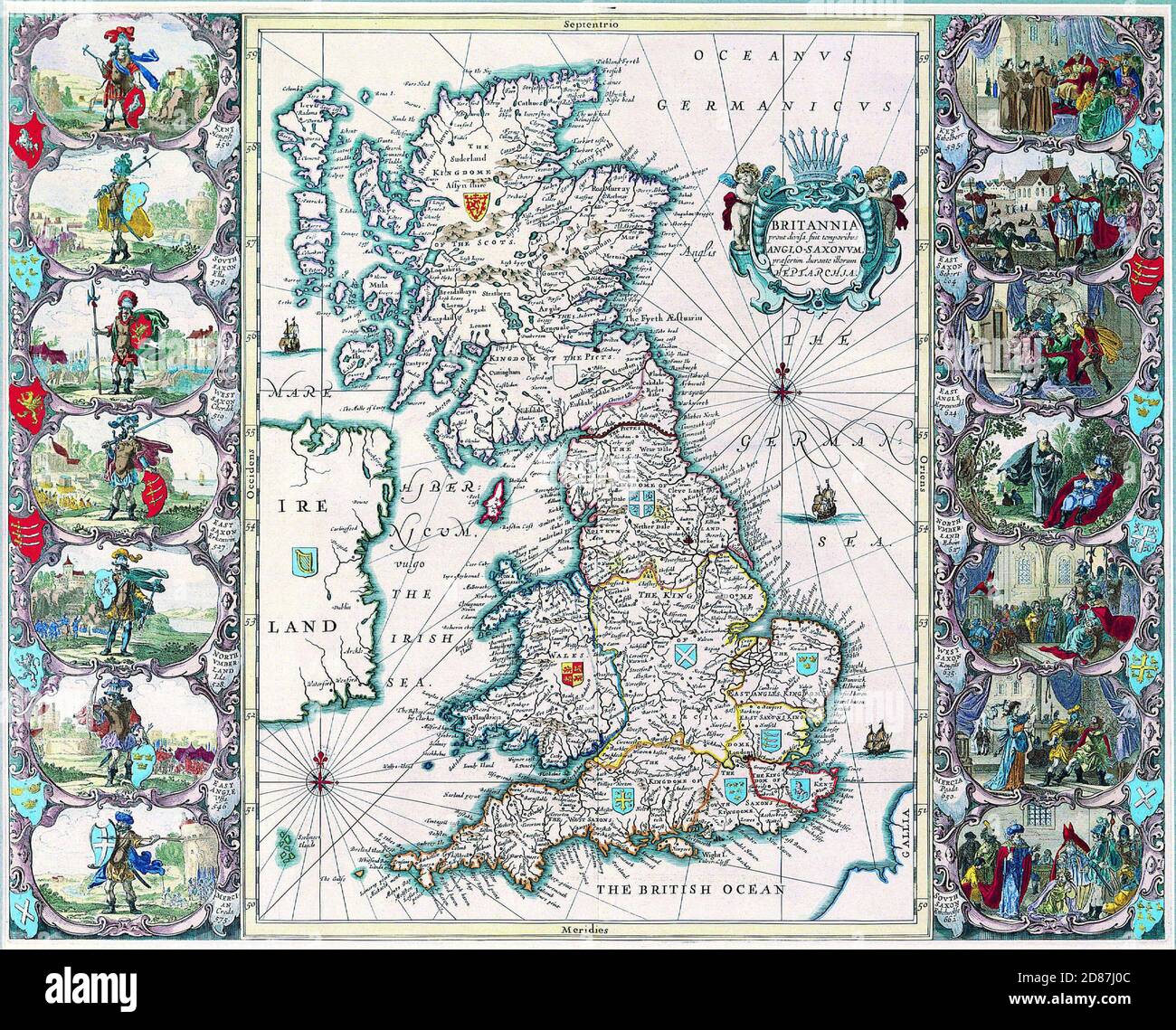 Old map of the British Islands – Willem Blaeu's  'Britannia Prout' 1645 Stock Photo