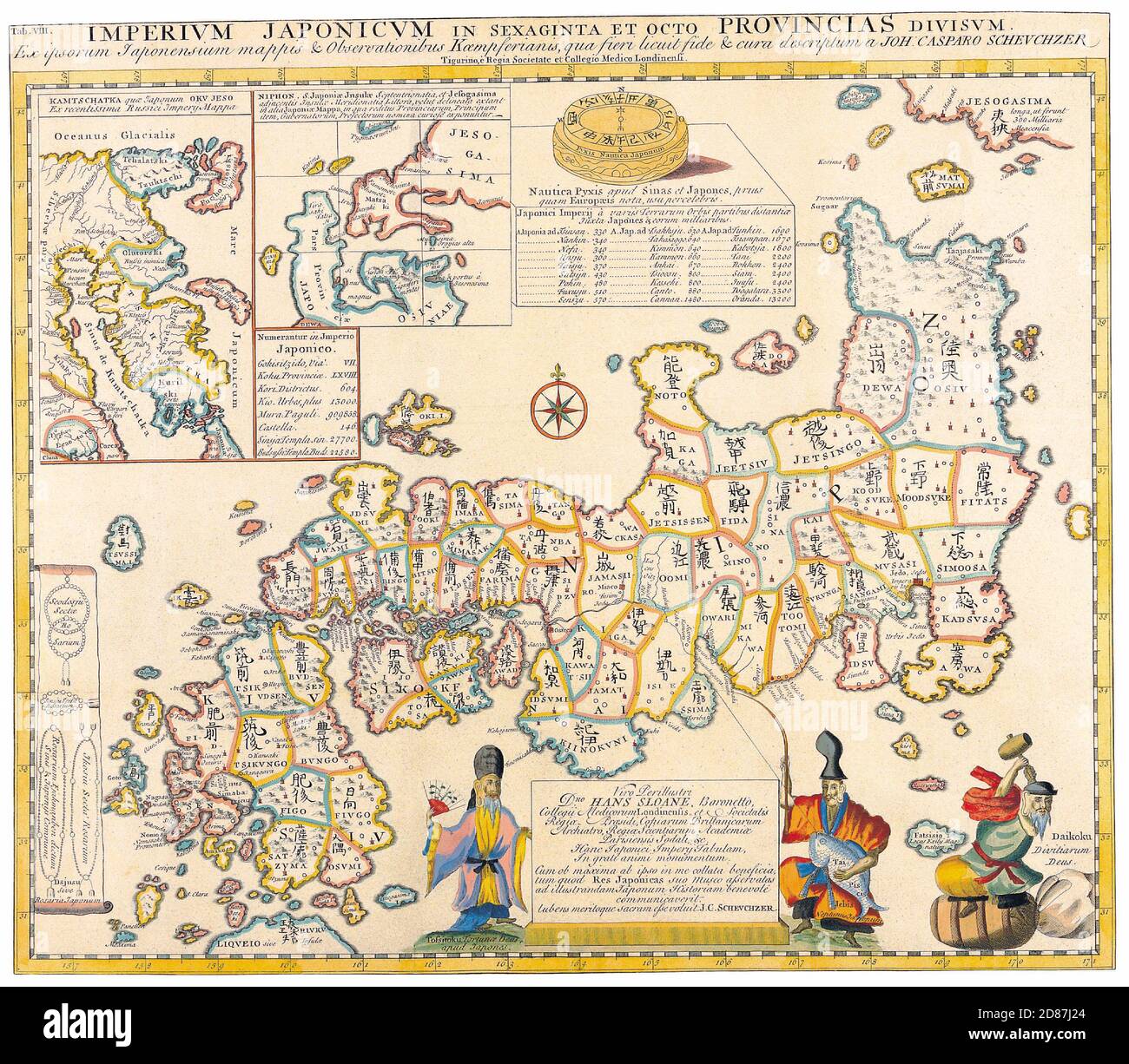 Antique Maps of the World. Old map of Japan. Engelbert Kaempfer. c 1727 Stock Photo