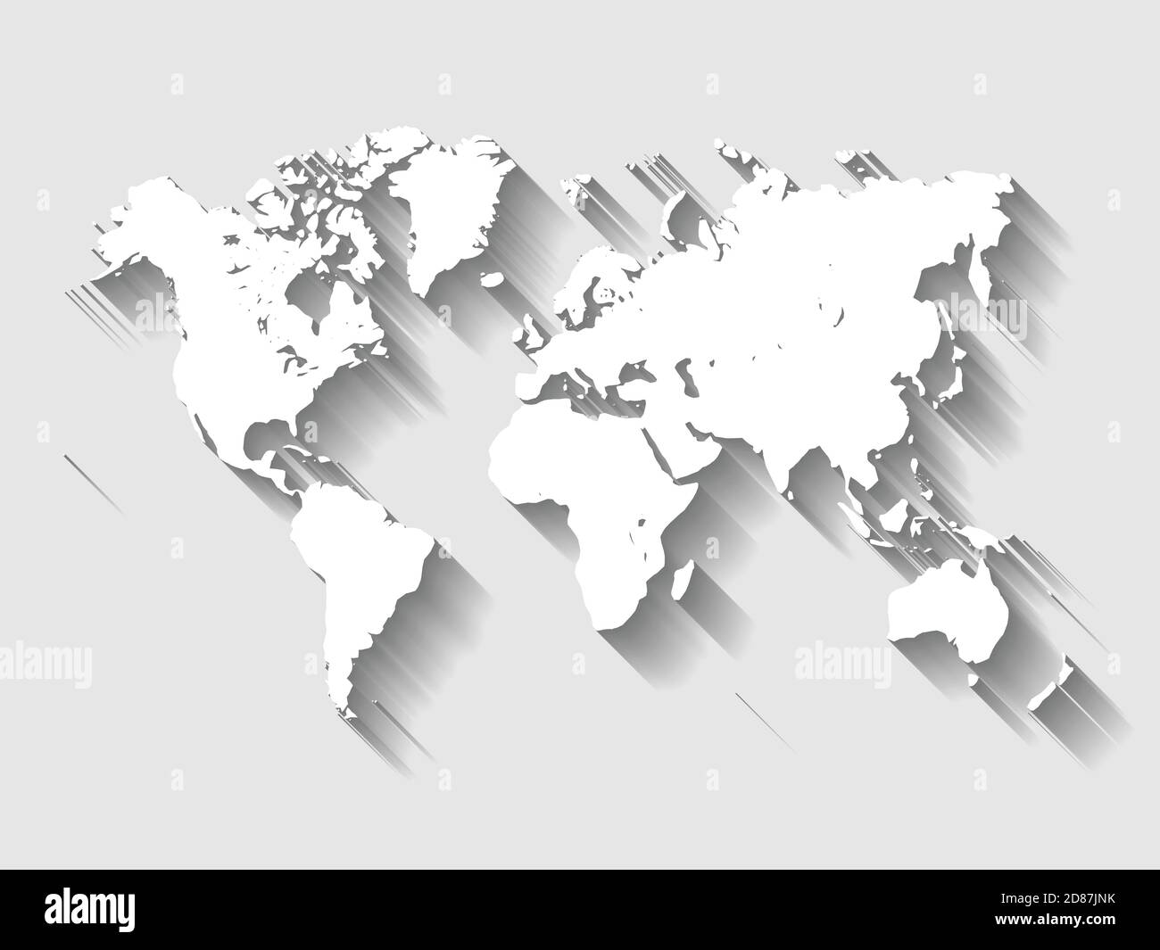 White Vector Map of World. Modern flat design with dropped long shadow ...