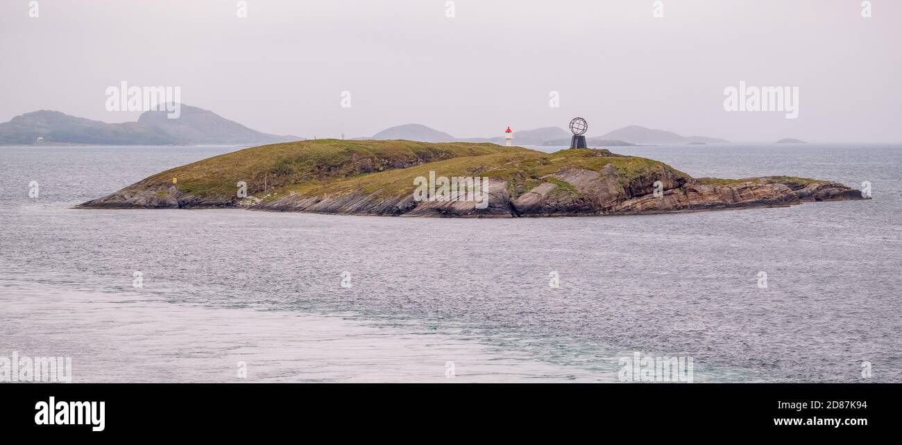 Northern Arctic Circle Globe, Vikingen Island, Tonnes, Nordland, Norway, Scandinavia, Europe, adventure travel, tourism, globe, Hurtigruten, Hurtigrut Stock Photo