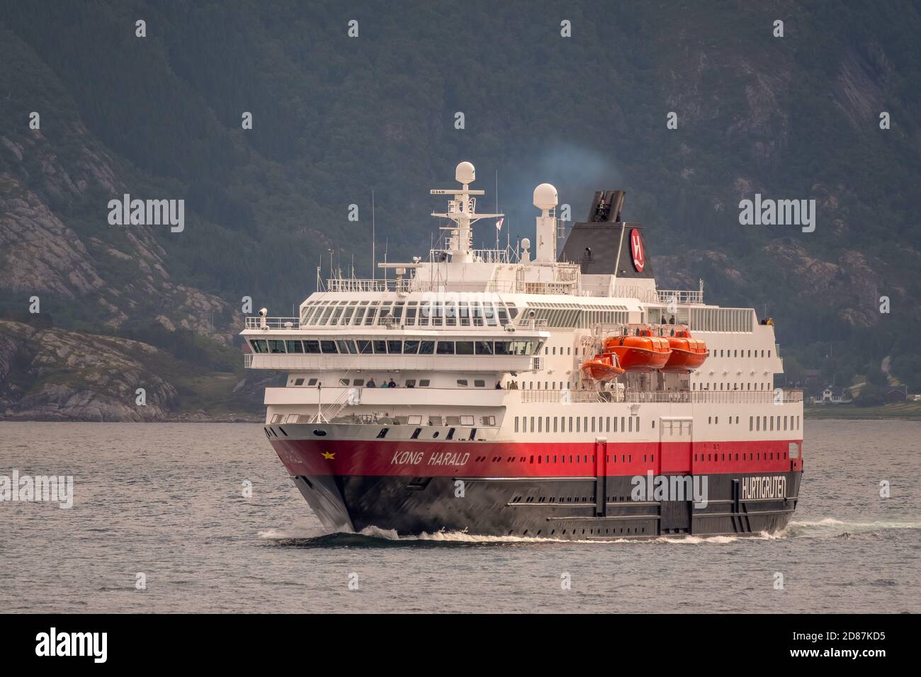 Ship MS Kong Harald, Bolga, Nordland, Norway, Scandinavia, Europe, adventure travel, tourism, Hurtigruten, Hurtigruten voyage, cruise, cruise ship, re Stock Photo
