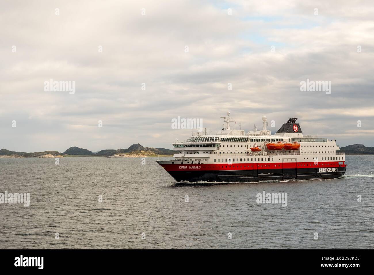 Ship MS Kong Harald, Bolga, Nordland, Norway, Scandinavia, Europe, adventure travel, tourism, Hurtigruten, Hurtigruten voyage, cruise, cruise ship, re Stock Photo