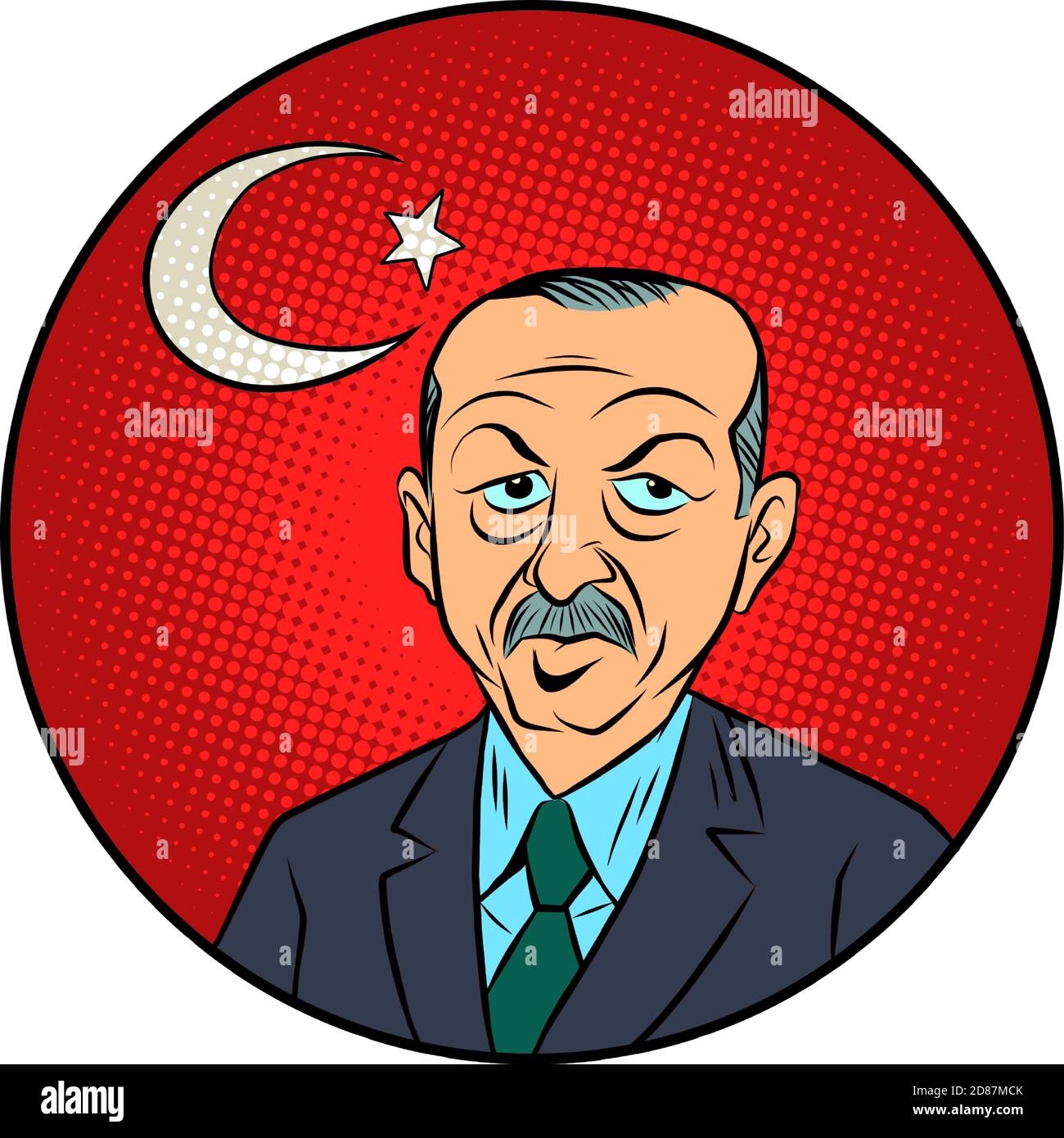 Recep Tayyip Erdogan 12th President of Turkey Stock Vector