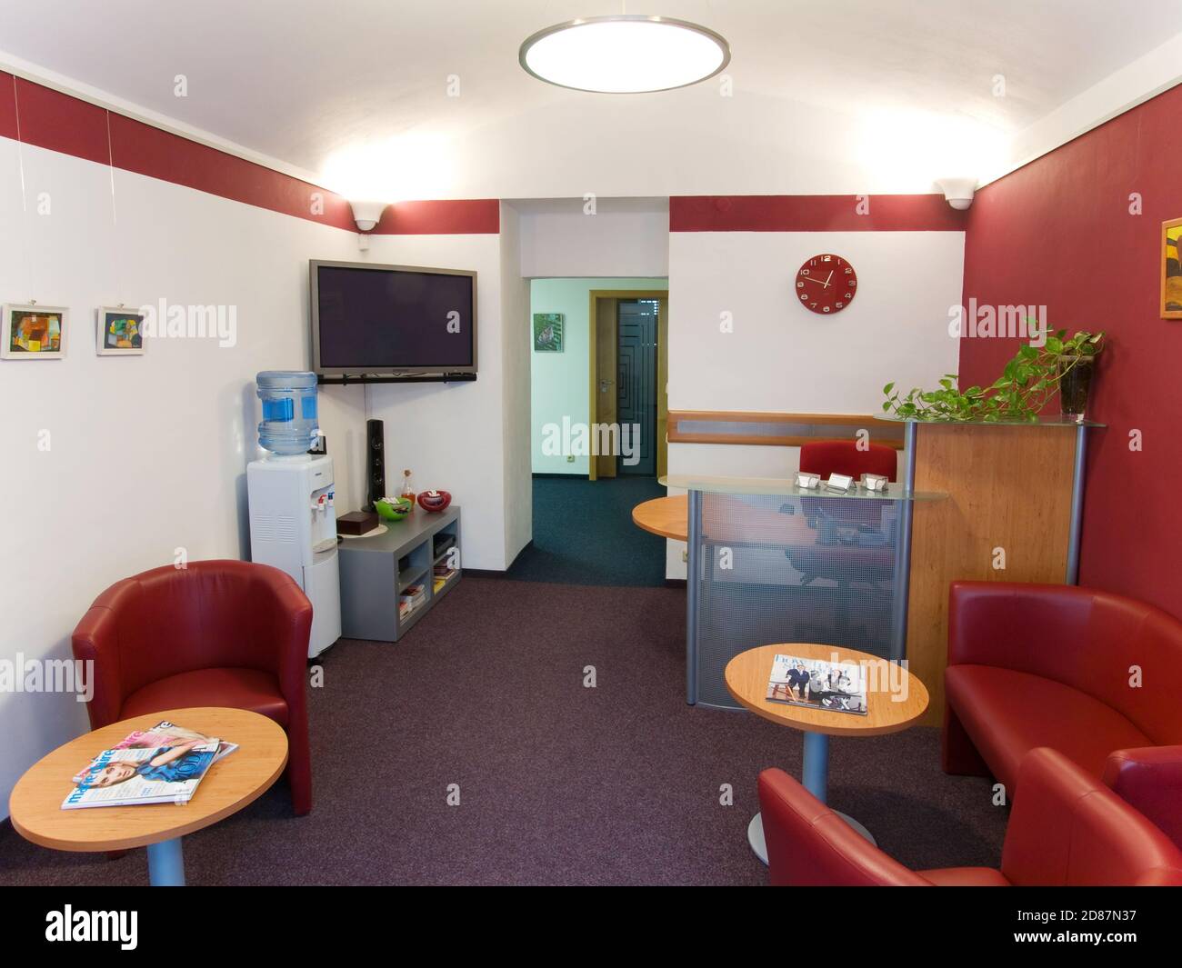 Waiting room with reception in dental clinic Stock Photo Alamy