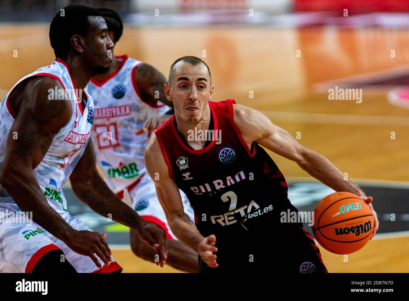 Bilbao, Basque Country, SPAIN. 27th Oct, 2020. October 27, 2020, Bilbao,  Basque Country, SPAIN: JONATHAN ROUSEILLE (2) runs with the ball controlled  during the Basketball Champions League game between Bilbao Basket and