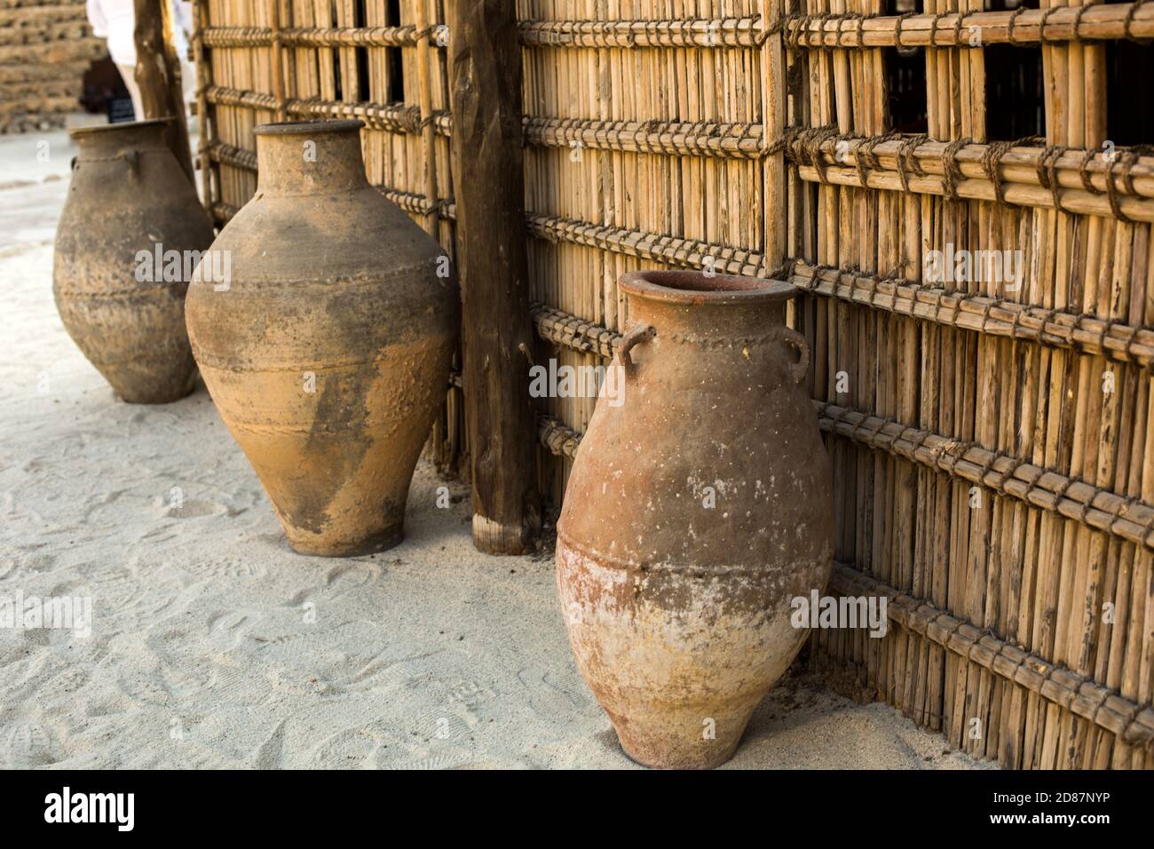 Old historical jugs, clay pitchers from Dubai museum Stock Photo Alamy