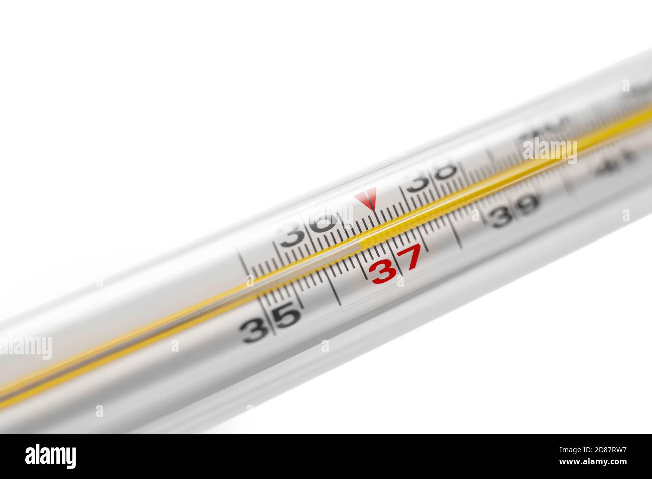 A mercury thermometer shows a normal human temperature 36.6 Stock Photo Alamy