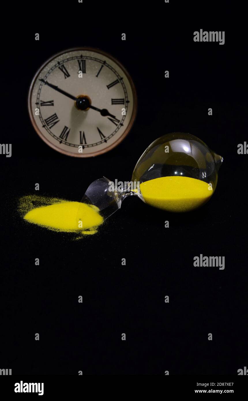 Broken Glass Hourglass Stock Photo Alamy