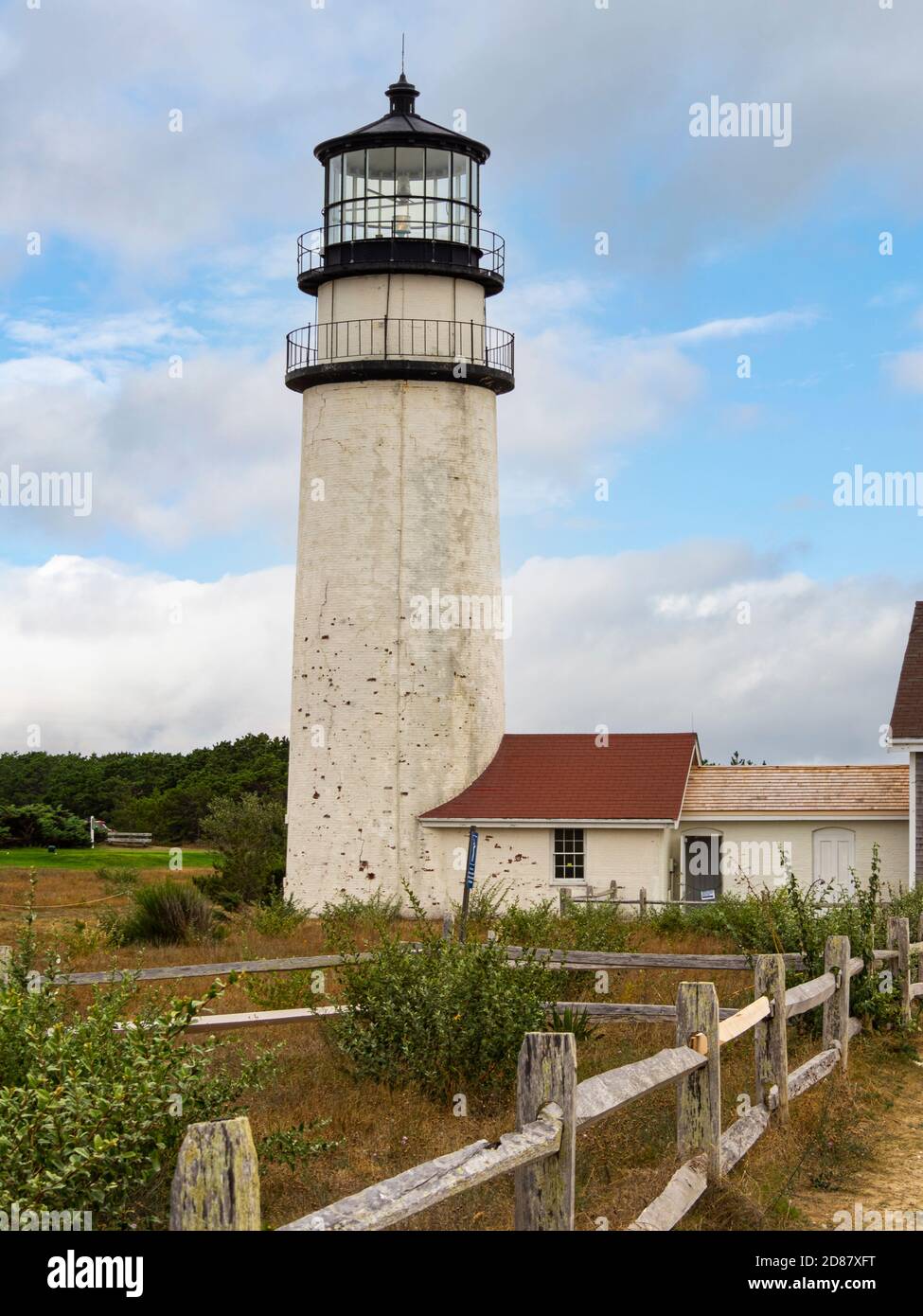 Cape Cod Lighthouse aka Highland Light Station. The oldest light house on Cape Cod, in North Truro, Massachusetts, USA, labor day weekend. Stock Photo