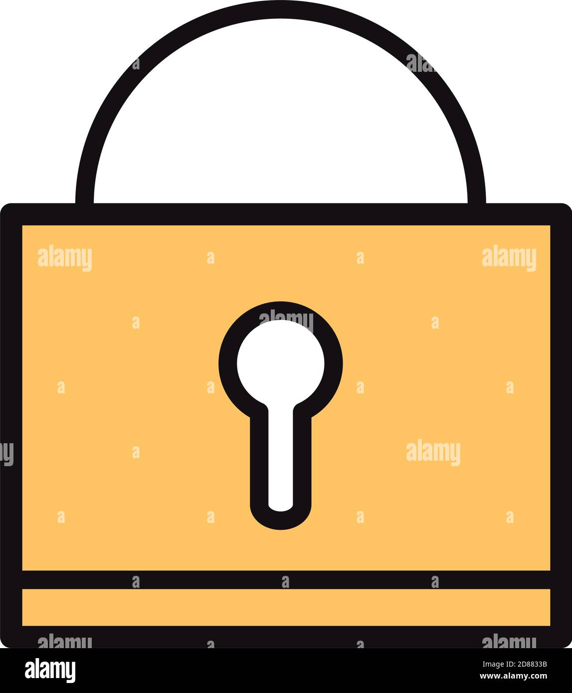 user interface padlock security data linear and fill style vector ...