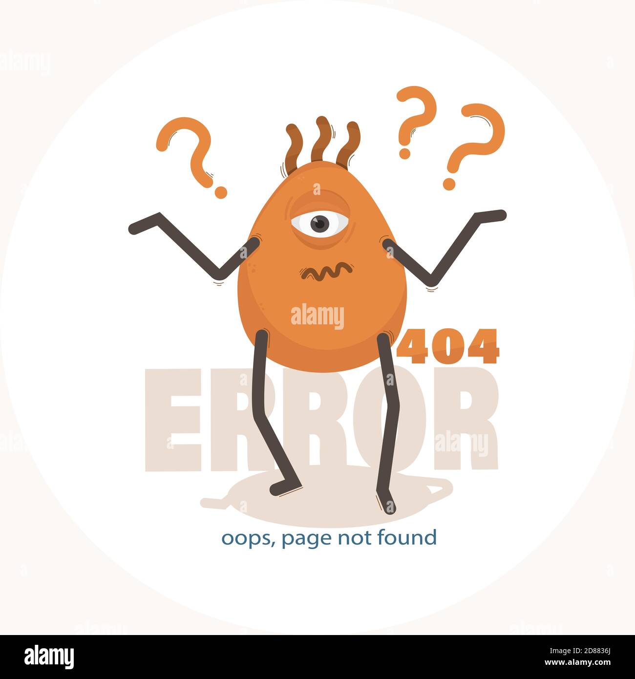 Error 404. oops, page not found. Website banner. Isolated on a white Stock Vector