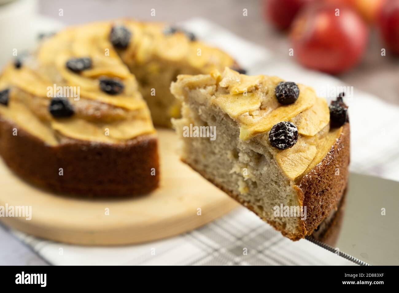 Apple cinnamon cake with raisin Stock Photo Alamy