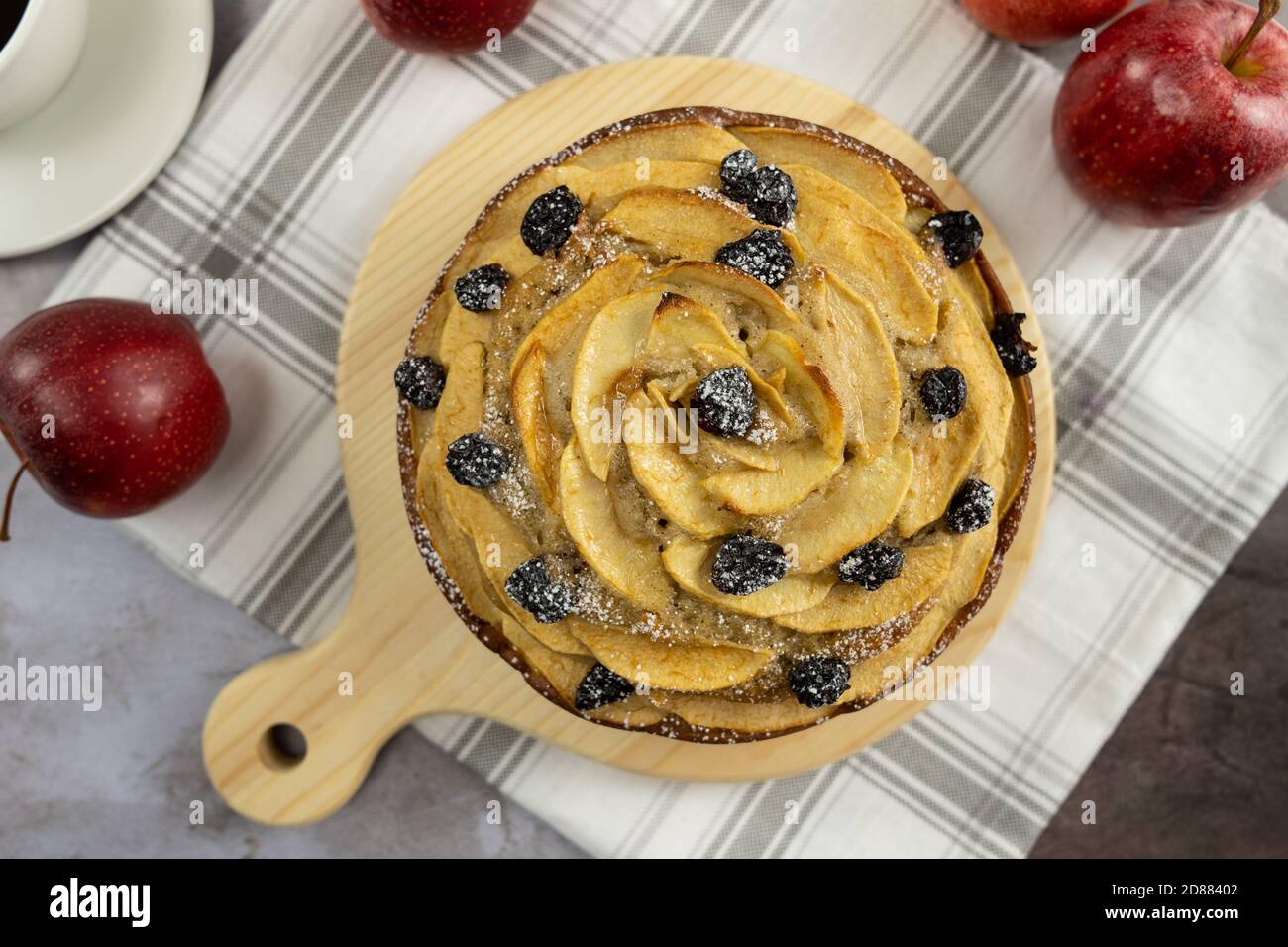 Apple cinnamon cake with raisin Stock Photo Alamy