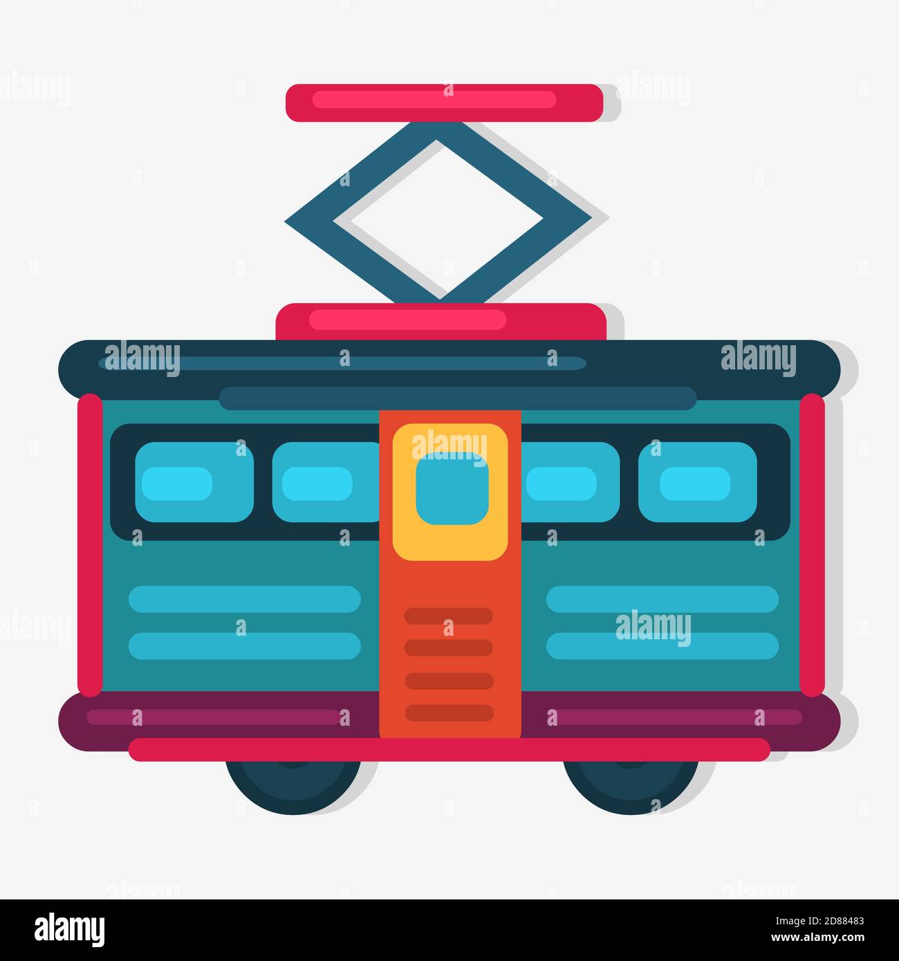 tram transportation vector illustration in flat style Stock Vector