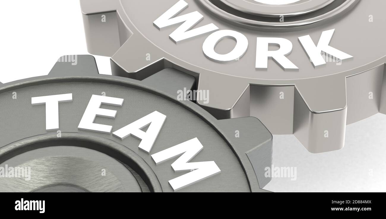 Teamwork Metal Teamwork on the metal gears, 3D rendering Stock Photo - Alamy