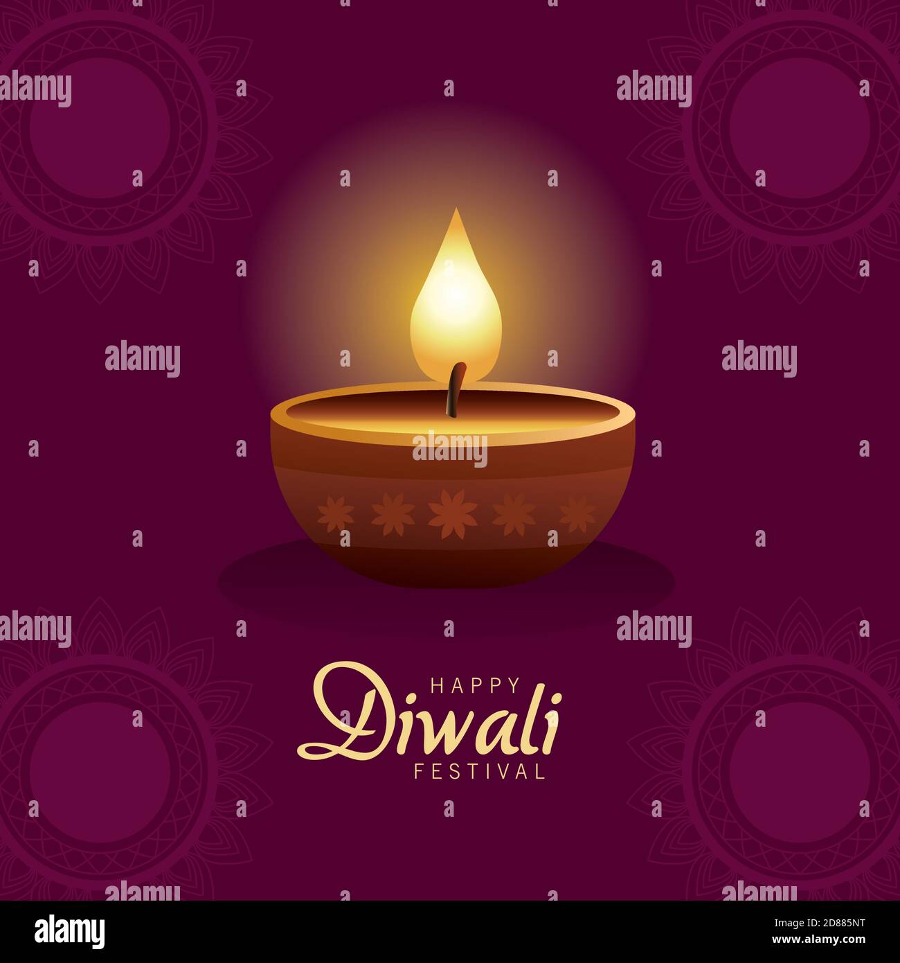happy diwali celebration with candle wooden vector illustration design Stock Vector