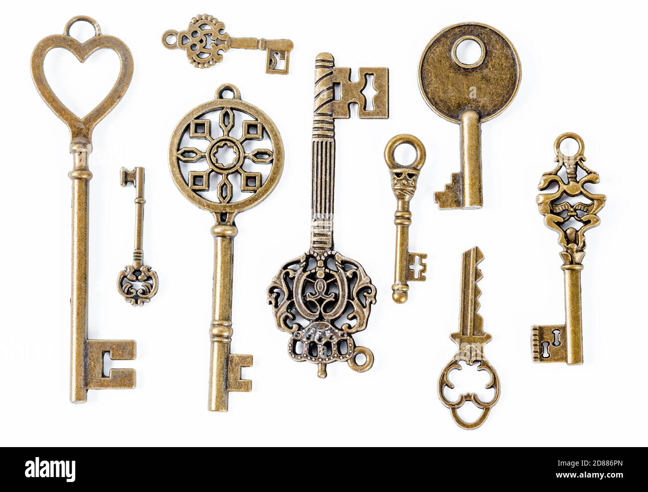Vintage Keys Collection Isolated On White Background Stock Photo Alamy