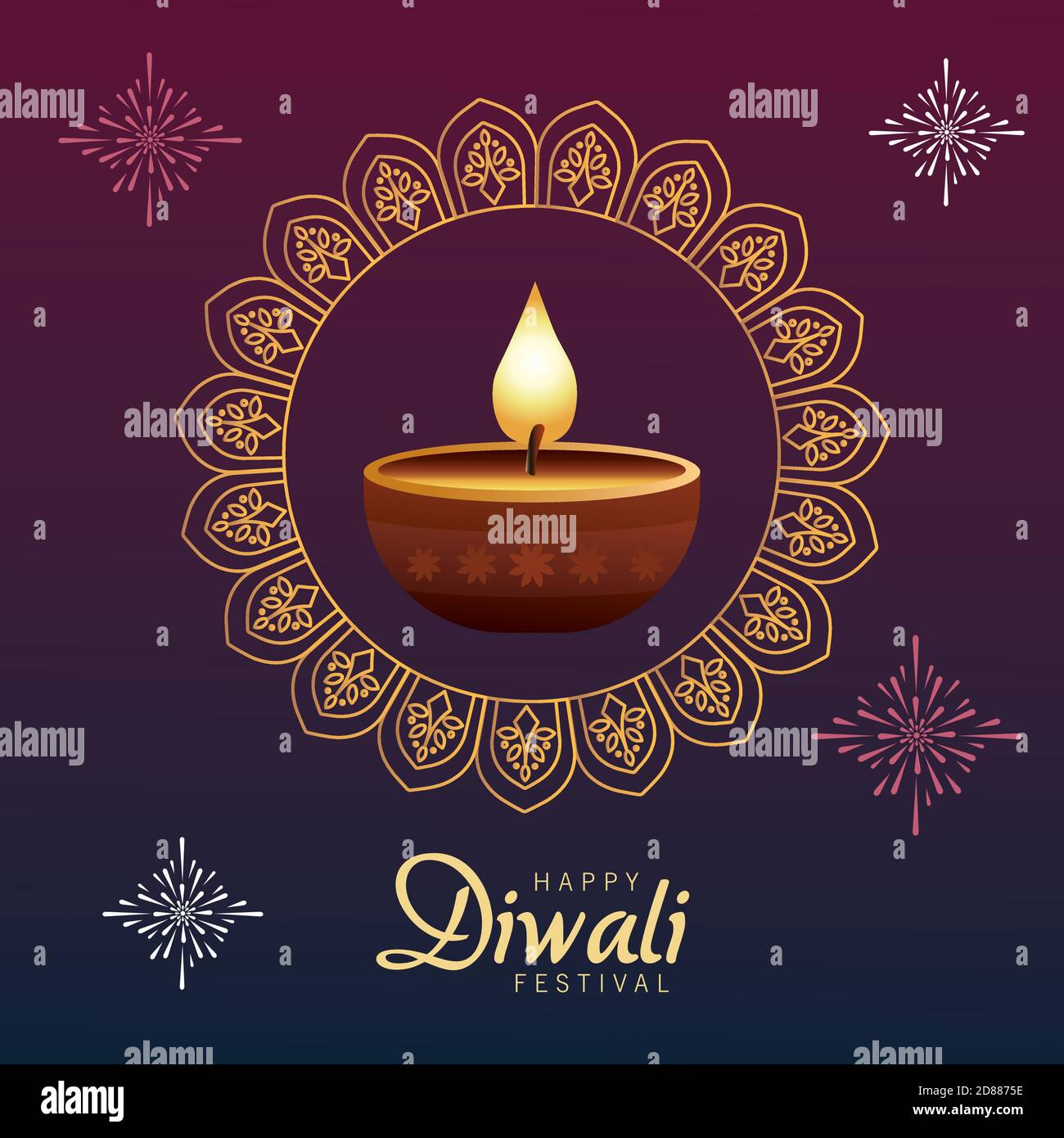 happy diwali celebration with candle wooden in mandala vector illustration  design Stock Vector Image & Art - Alamy