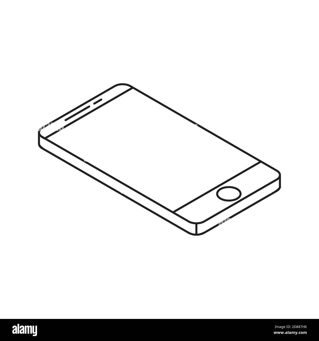 smartphone from top view single isolated icon with line or outline ...