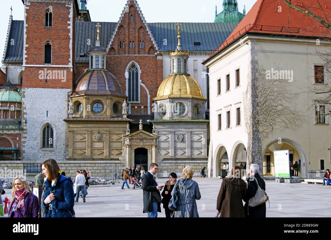 Wawel Royal Castle in Krakow, Poland, is a residency, museum, and cathedral of varying architectural styles. Stock Photo