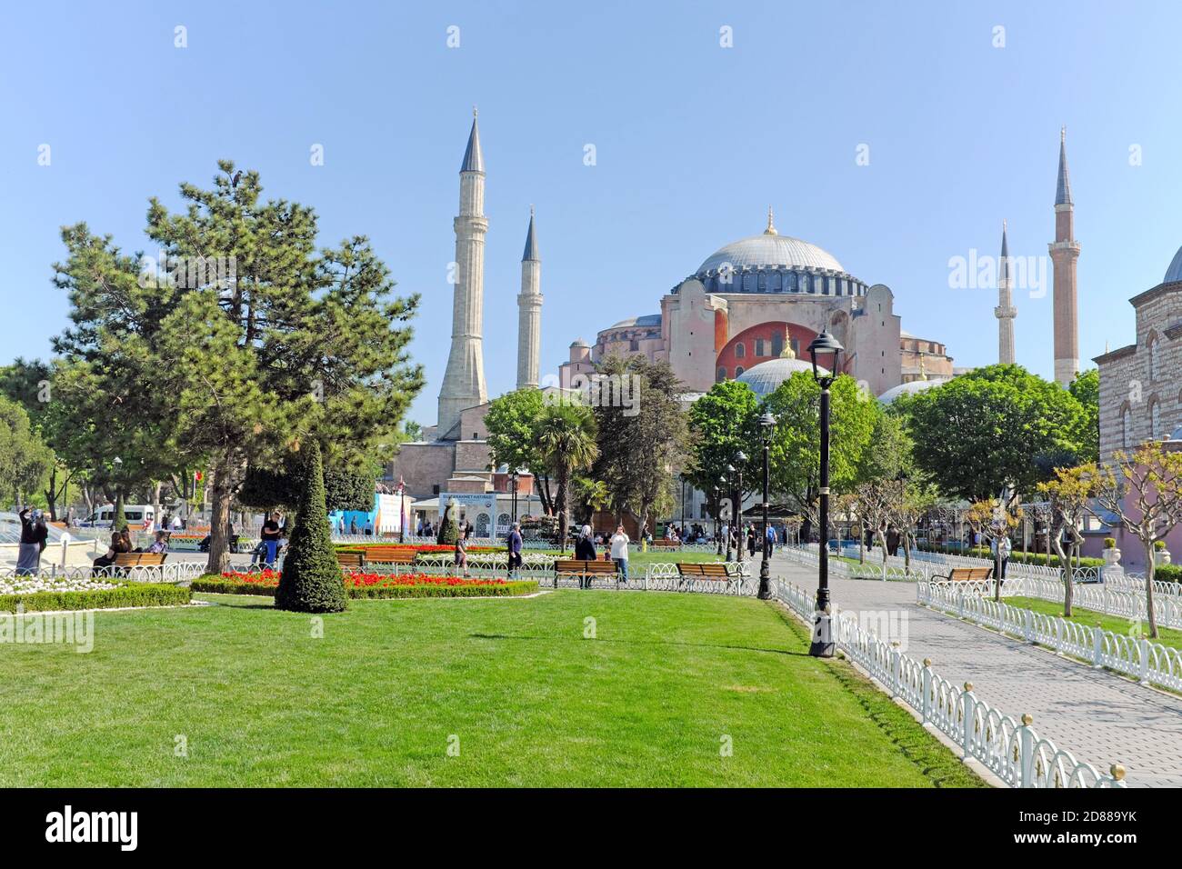 The Hagia Sophia Holy Grand Mosque, formerly the Church of Hagia Sophia, in Sultanahmet in Istanbul, Turkey, reverted to a functioning mosque in 2020. Stock Photo