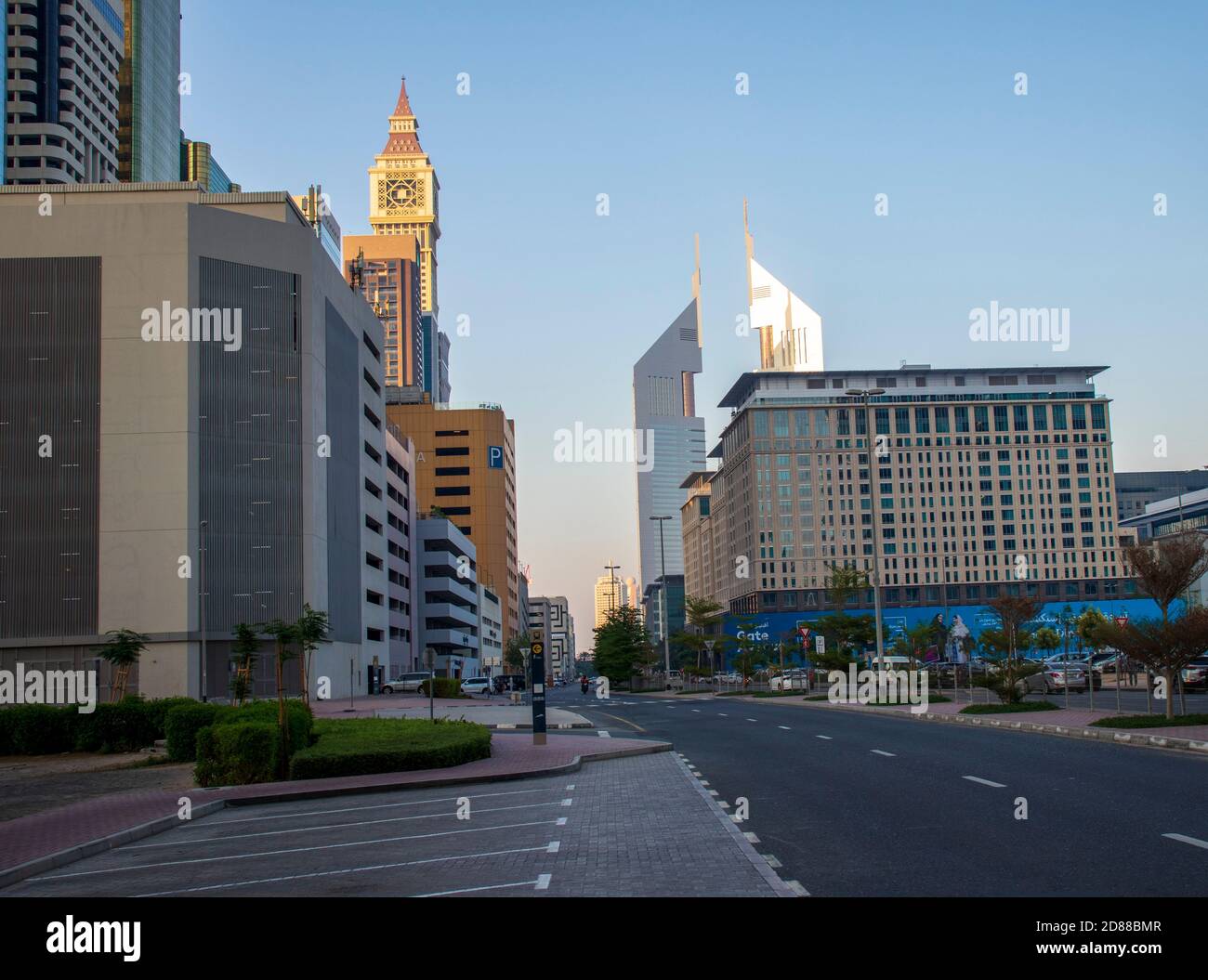 Dubai Financial Center Road Landmarks Such Jumeirah Emirates Towers Ritz Carlton Difc On The Picture Outdoors Stock Photo Alamy