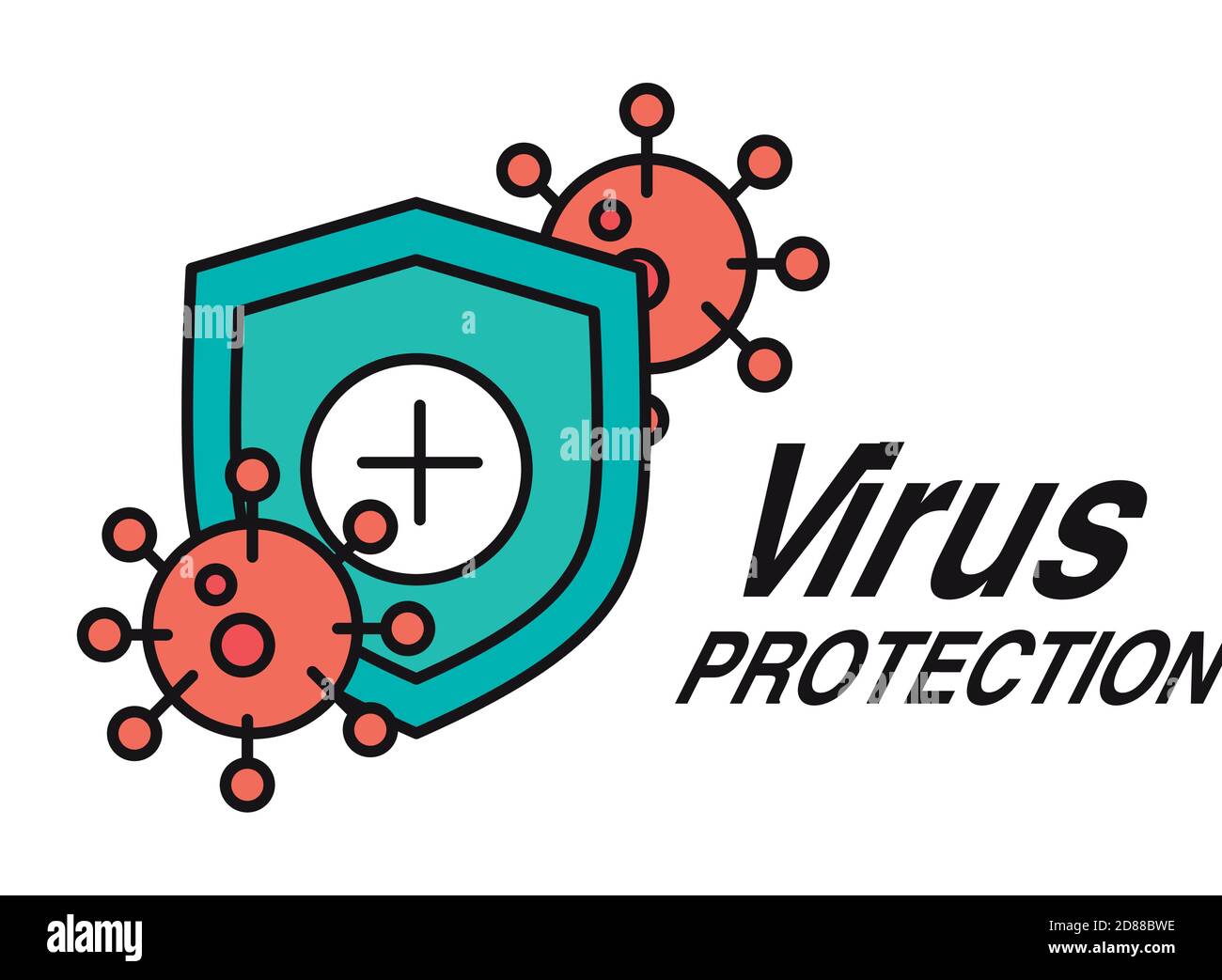 covid 19 coronavirus shield virus protection vector illustration line ...