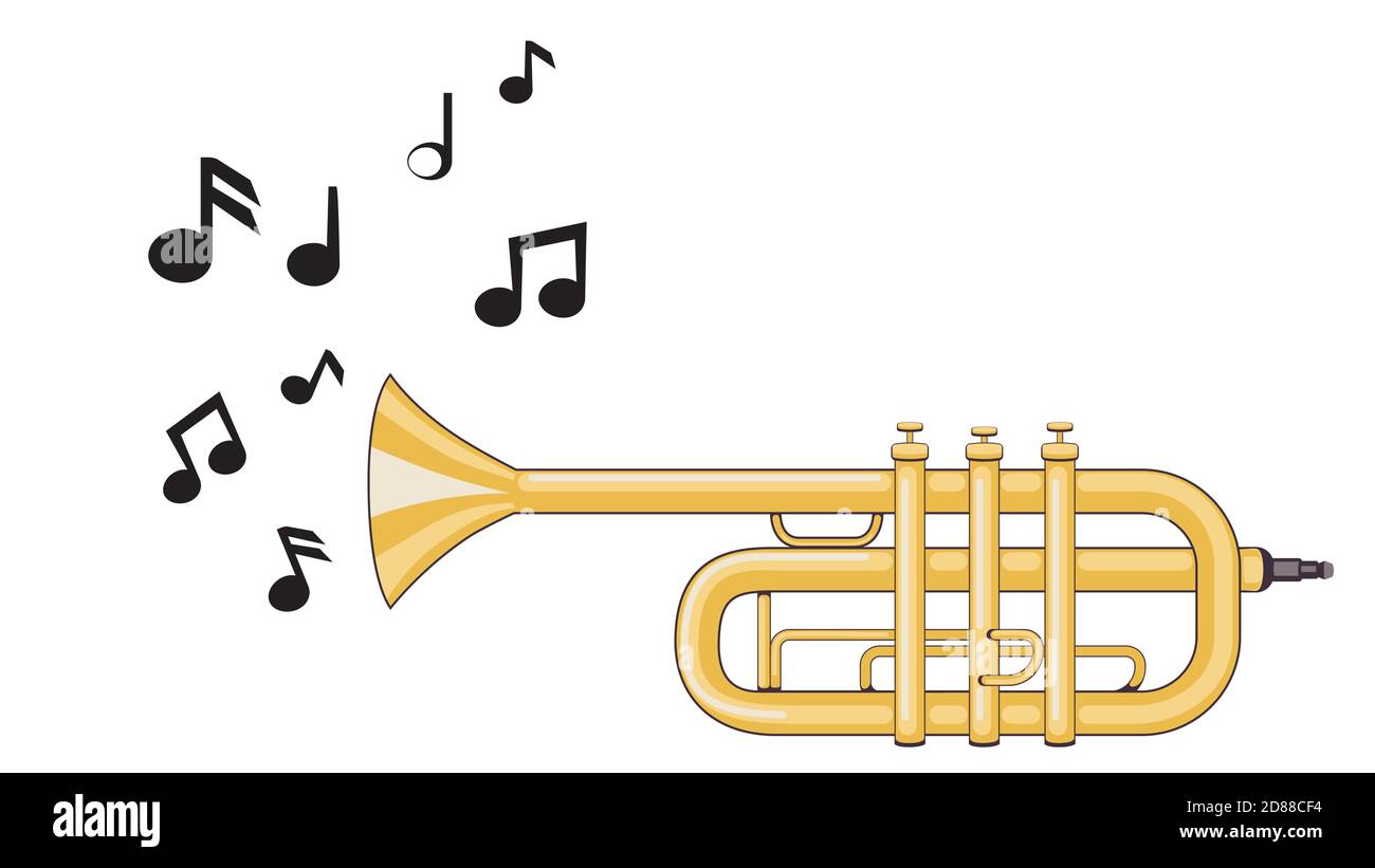 Abstract yellow trumpet design music themed illustration Stock Vector