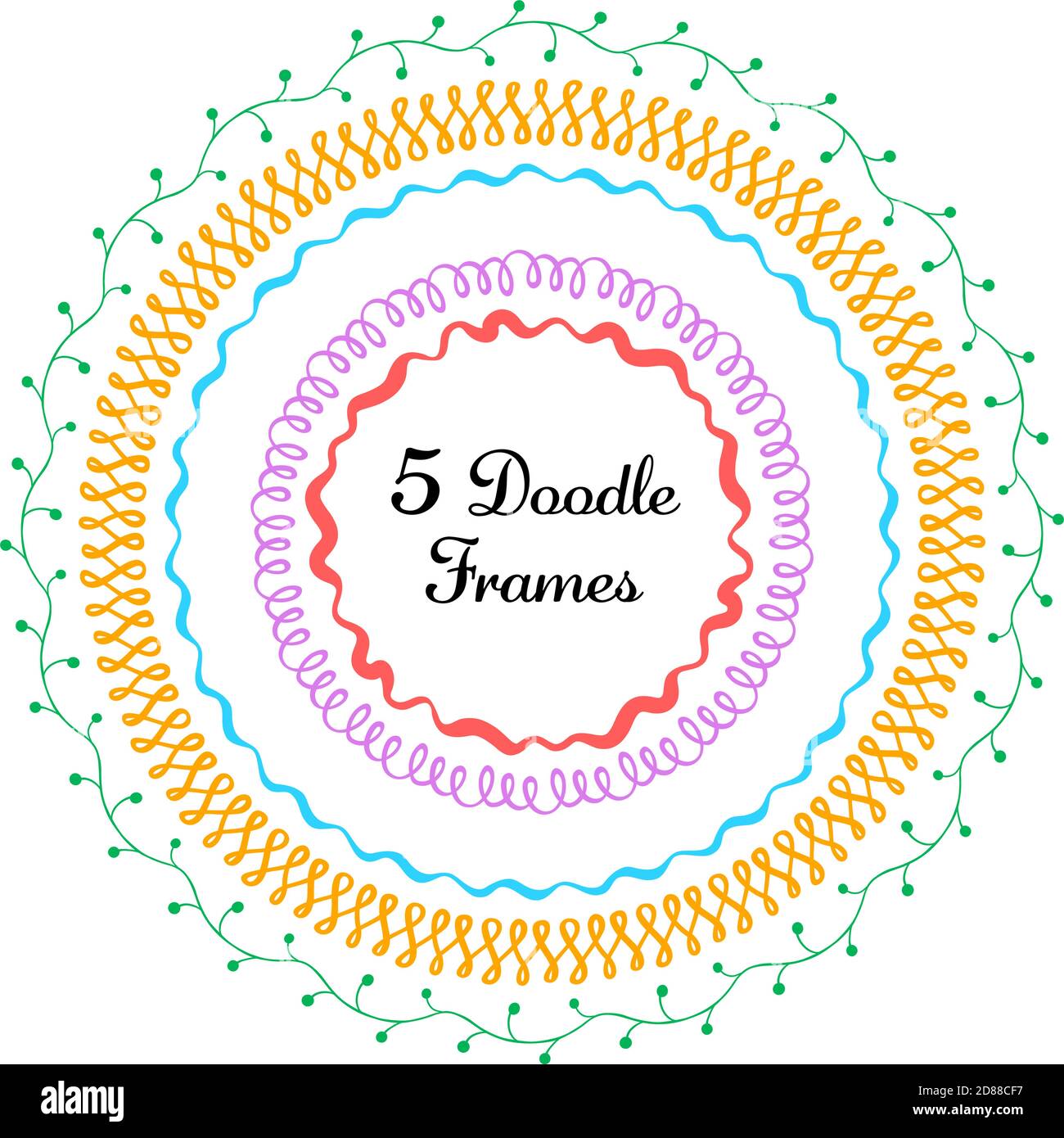 Vector set of hand drawn round frames. Vector isolated illustration ...