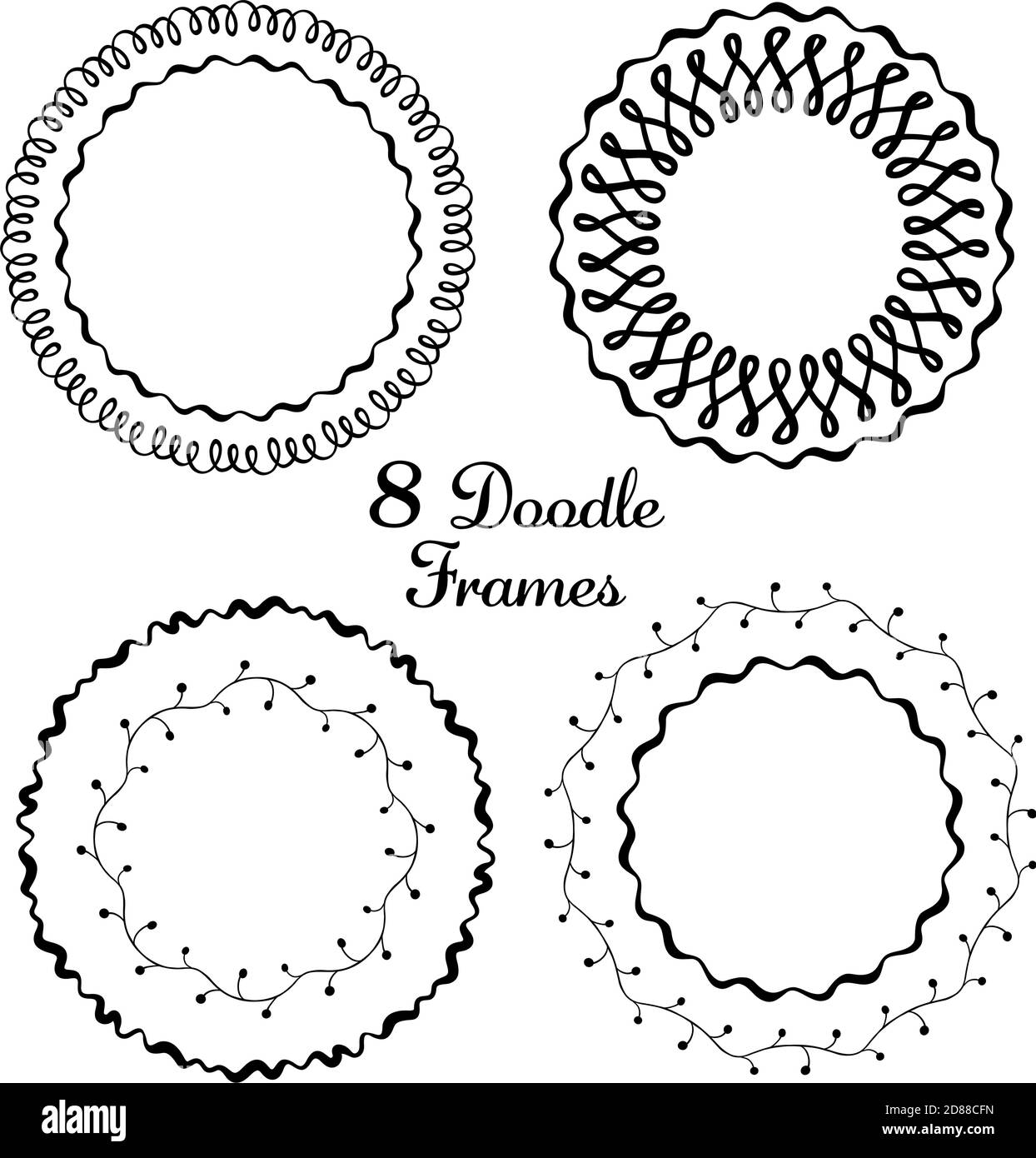 Vector set of hand drawn round frames. Vector isolated illustration ...
