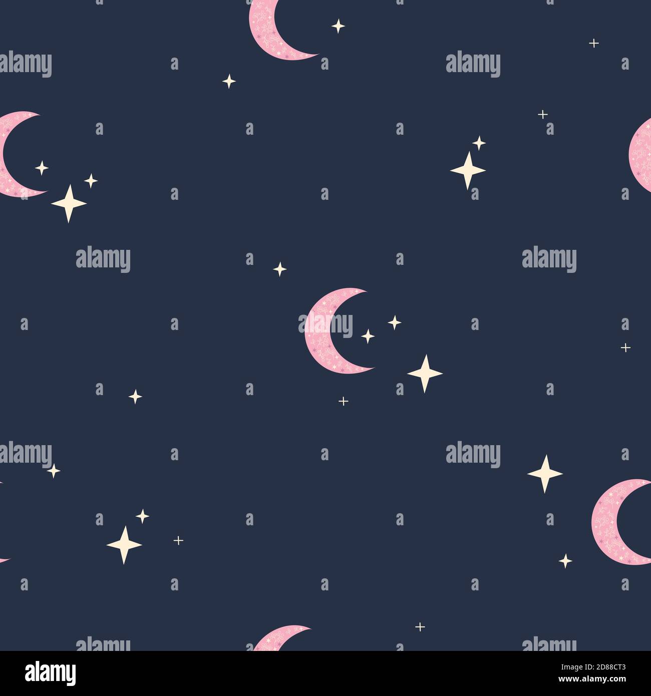 Beautiful Seamless Pattern with Moon and Stars Stock Vector Image & Art ...